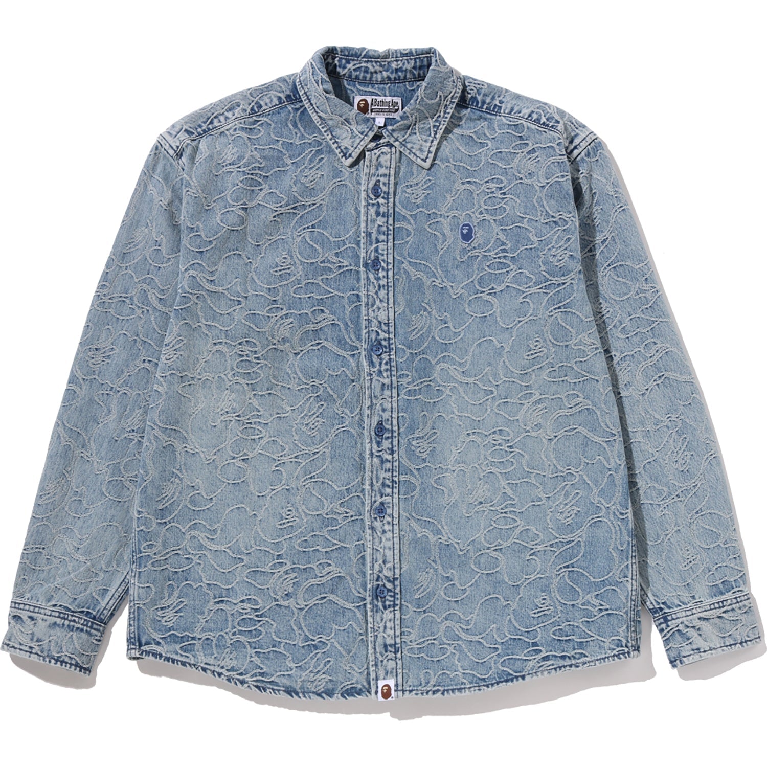 ONE POINT LINE CAMO JACQUARD DENIM LS SHIRT MENS