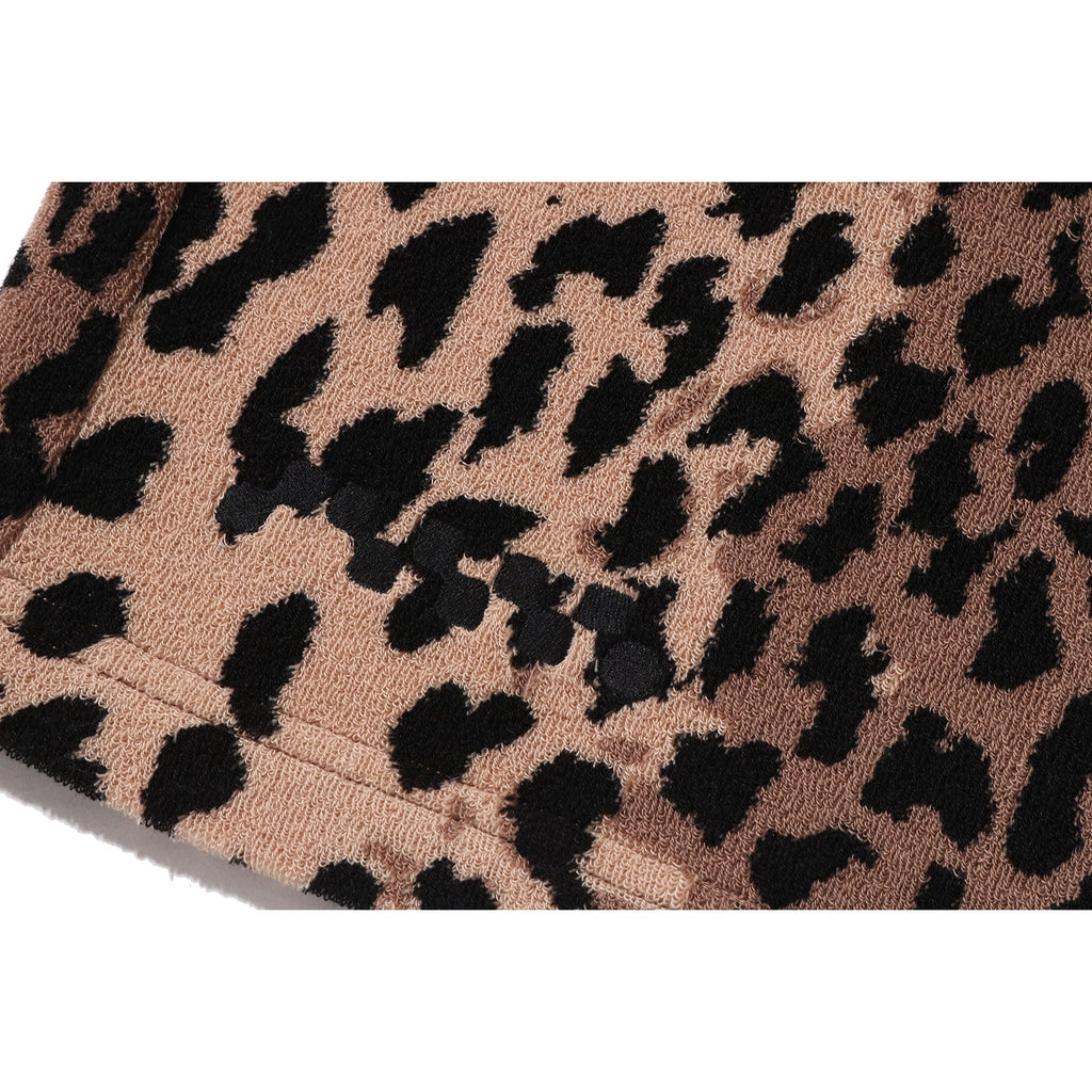 BAPE BY KAZUKI KURAISHI LEOPARD JACQUARD SHORTS MENS