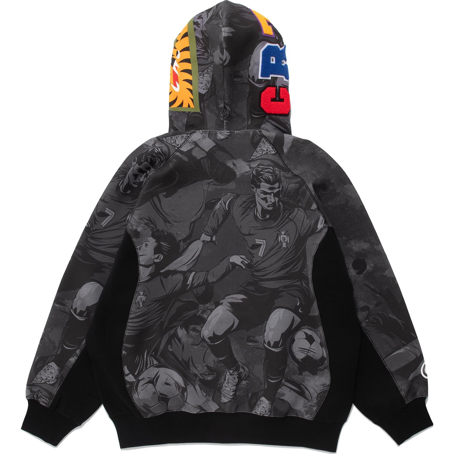 BAPE X CR7 LIFE ALL OVER PRINT LOGO RELAXED FIT SHARK HOODIE MENS