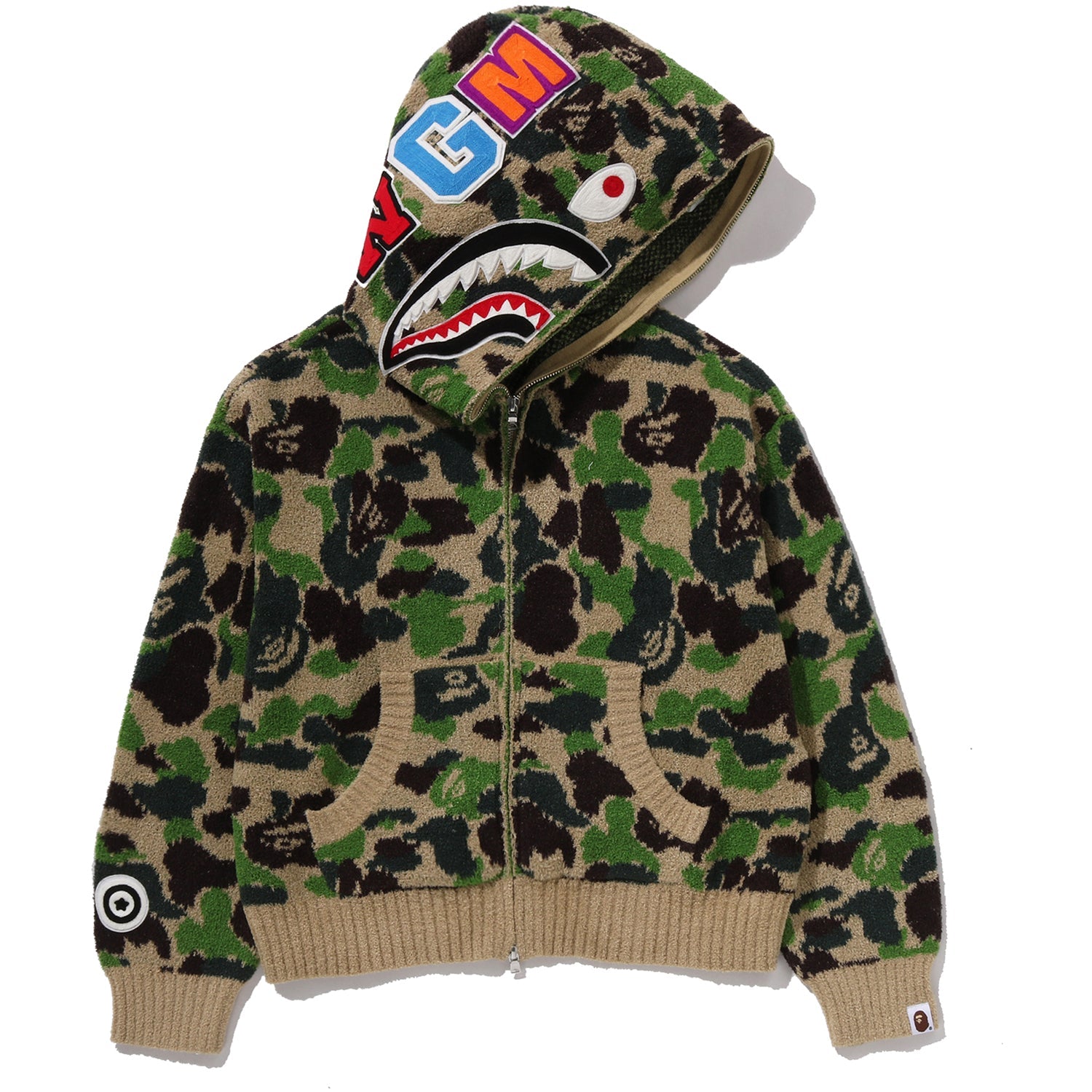 ABC CAMO TOWEL JACQUARD SHARK CROPPED FULL ZIP HOODIE LADIES
