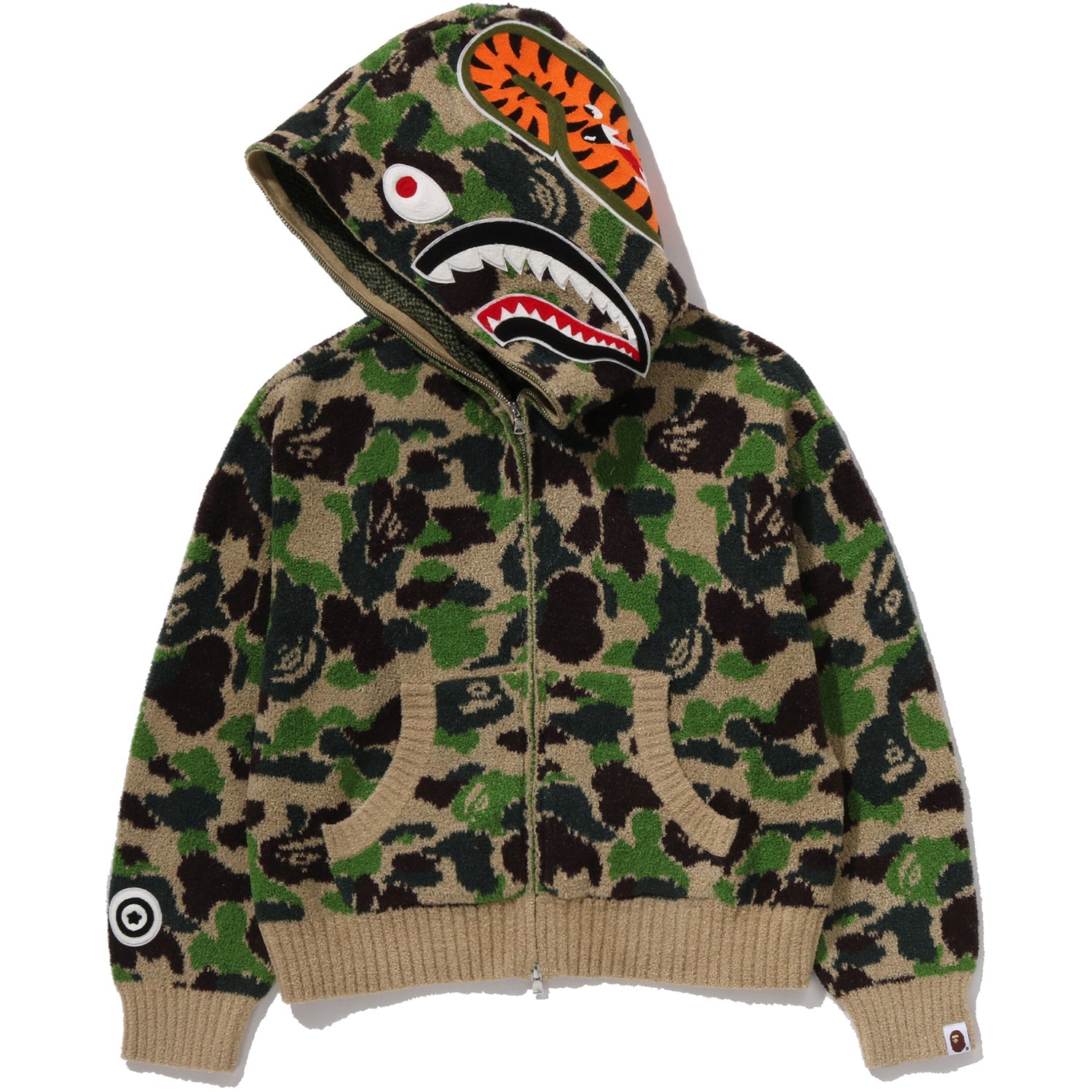 ABC CAMO TOWEL JACQUARD SHARK CROPPED FULL ZIP HOODIE LADIES