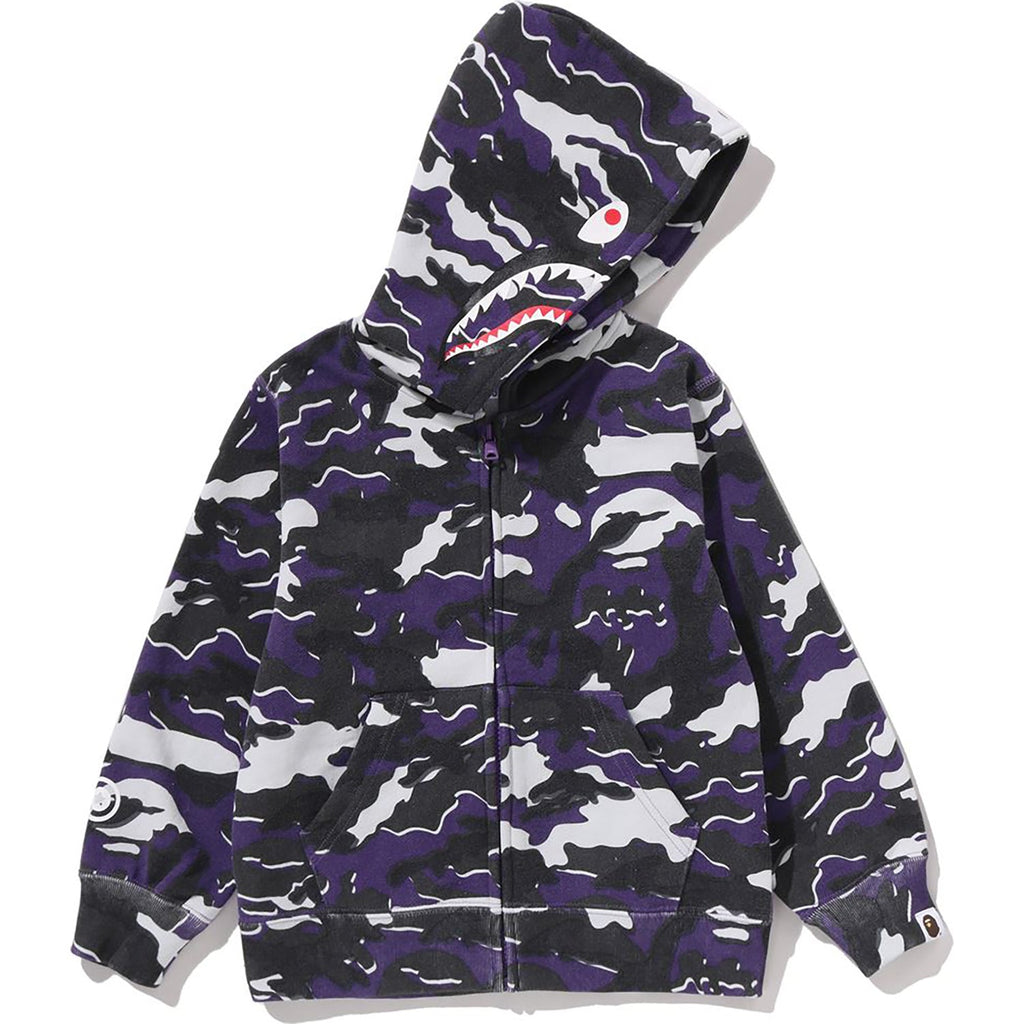 GLITCH WOODLAND CAMO SHARK ZIP HOODIE KIDS