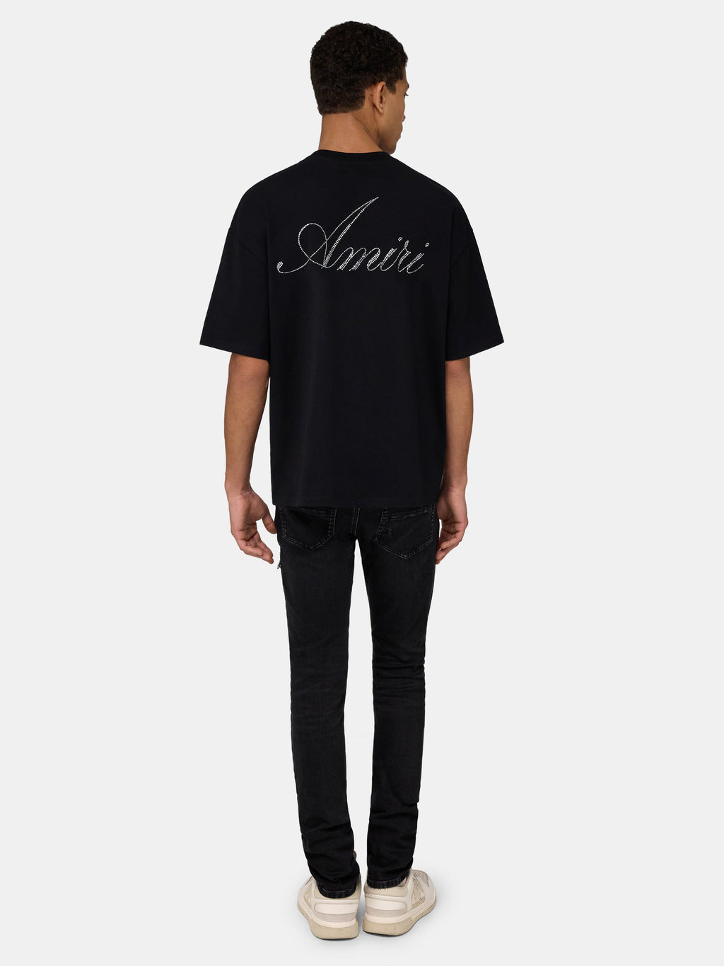 CRYSTAL AMIRI SCRIPT OVERSIZED TEE - Black