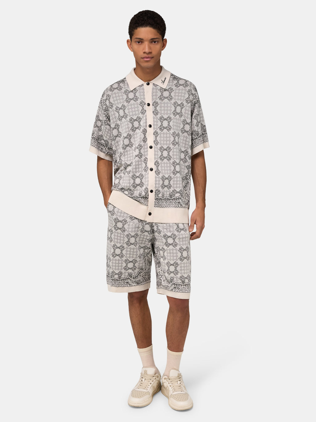 MA QUAD CHECK MESH KNIT SHORT - Alabaster
