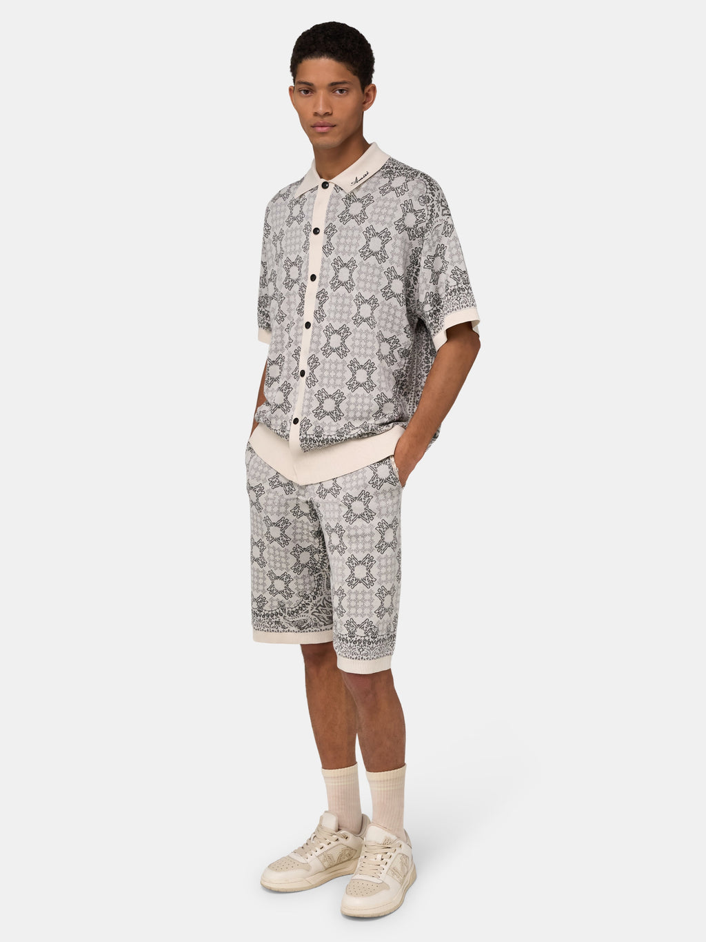 MA QUAD CHECK MESH KNIT SHORT - Alabaster