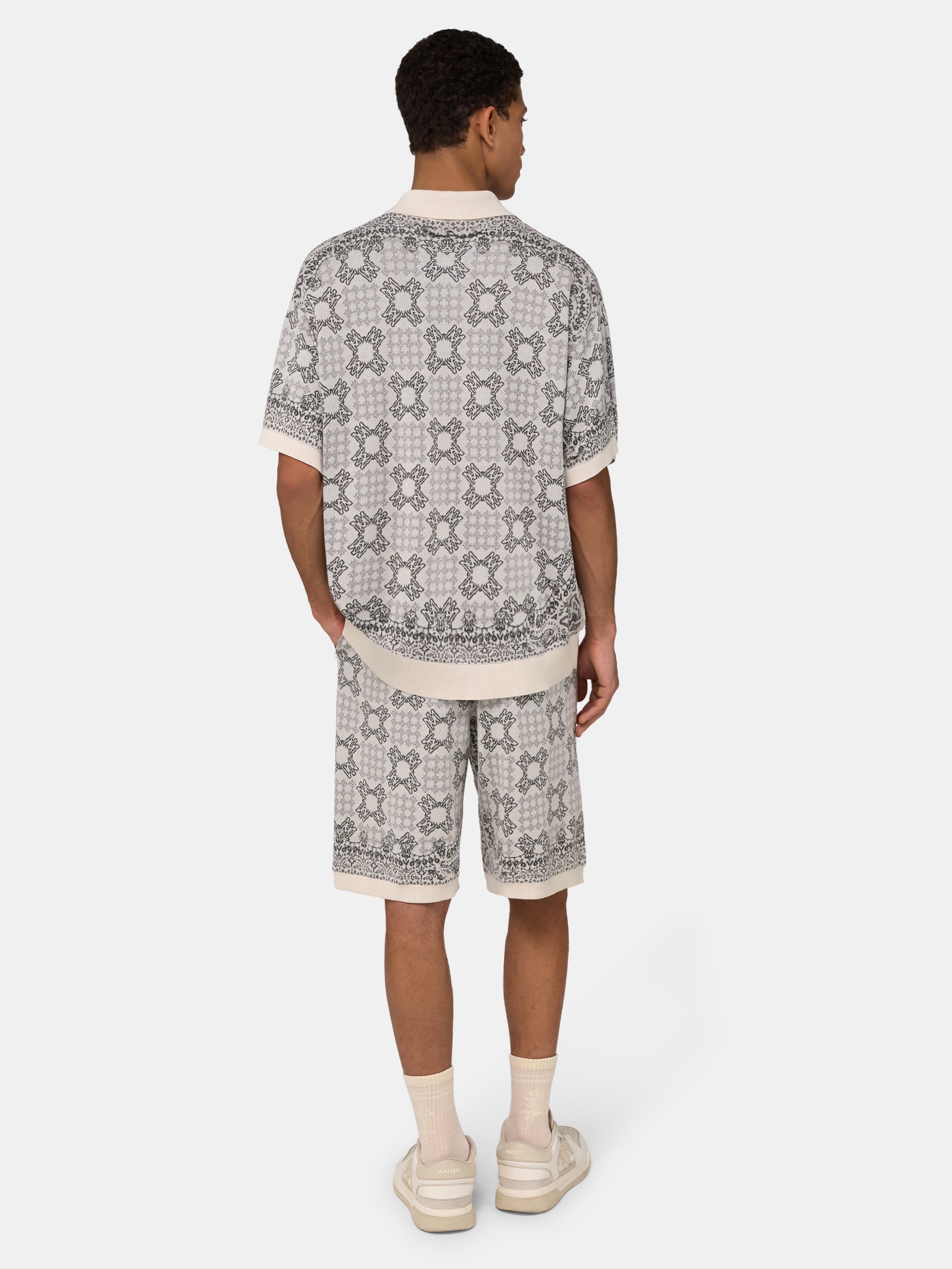 MA QUAD CHECK MESH KNIT SHIRT - Alabaster