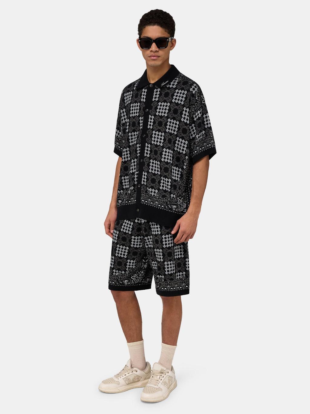 MA QUAD CHECK MESH KNIT SHORT - Black