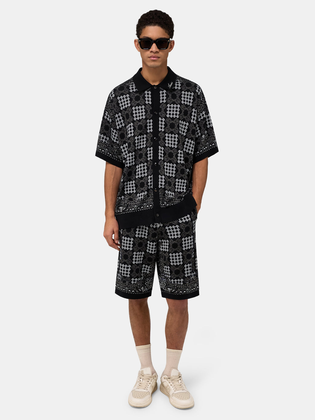 MA QUAD CHECK MESH KNIT SHORT - Black