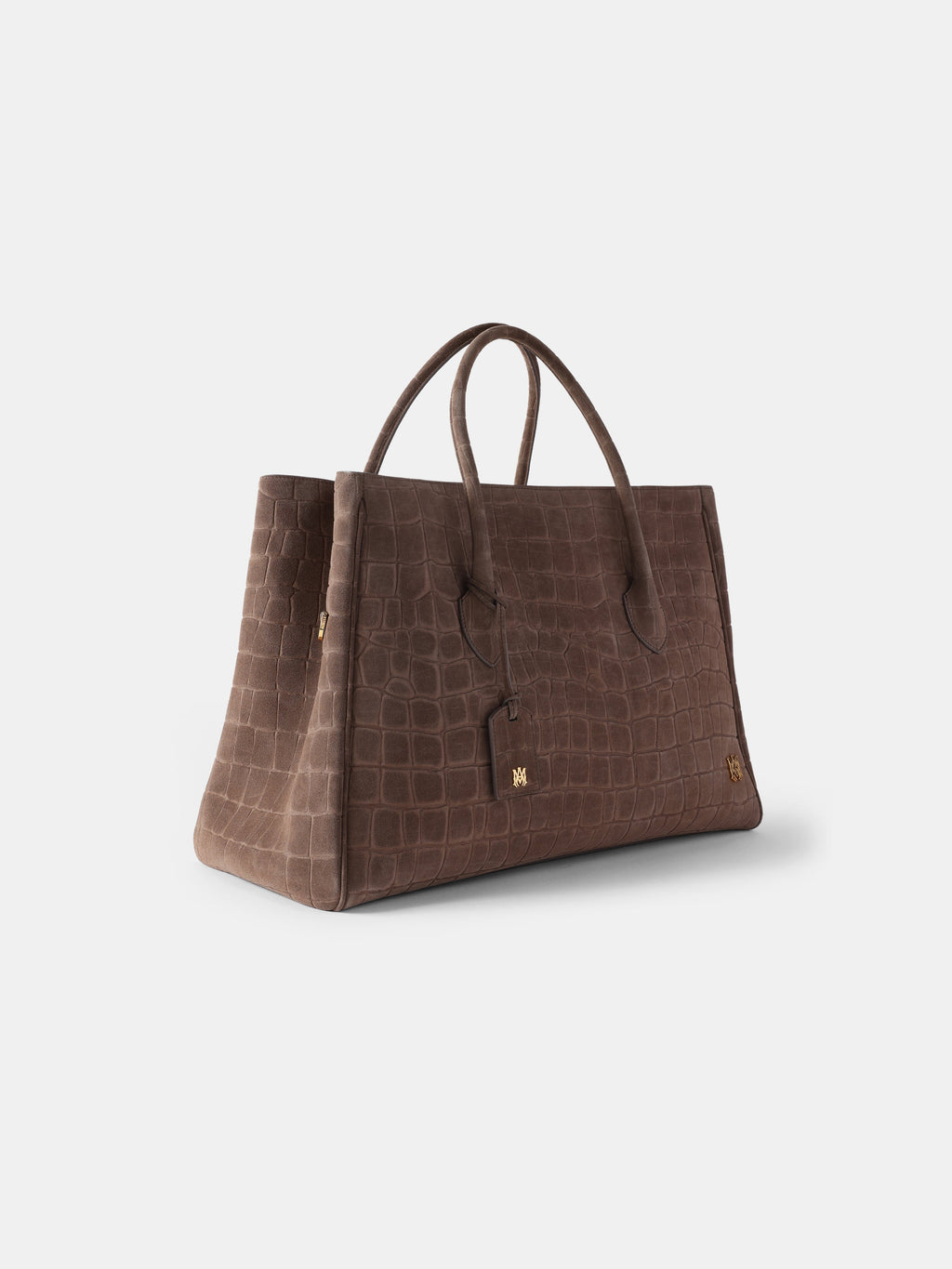 SUEDE CROC HONEY 50 TOTE - Dark Brown