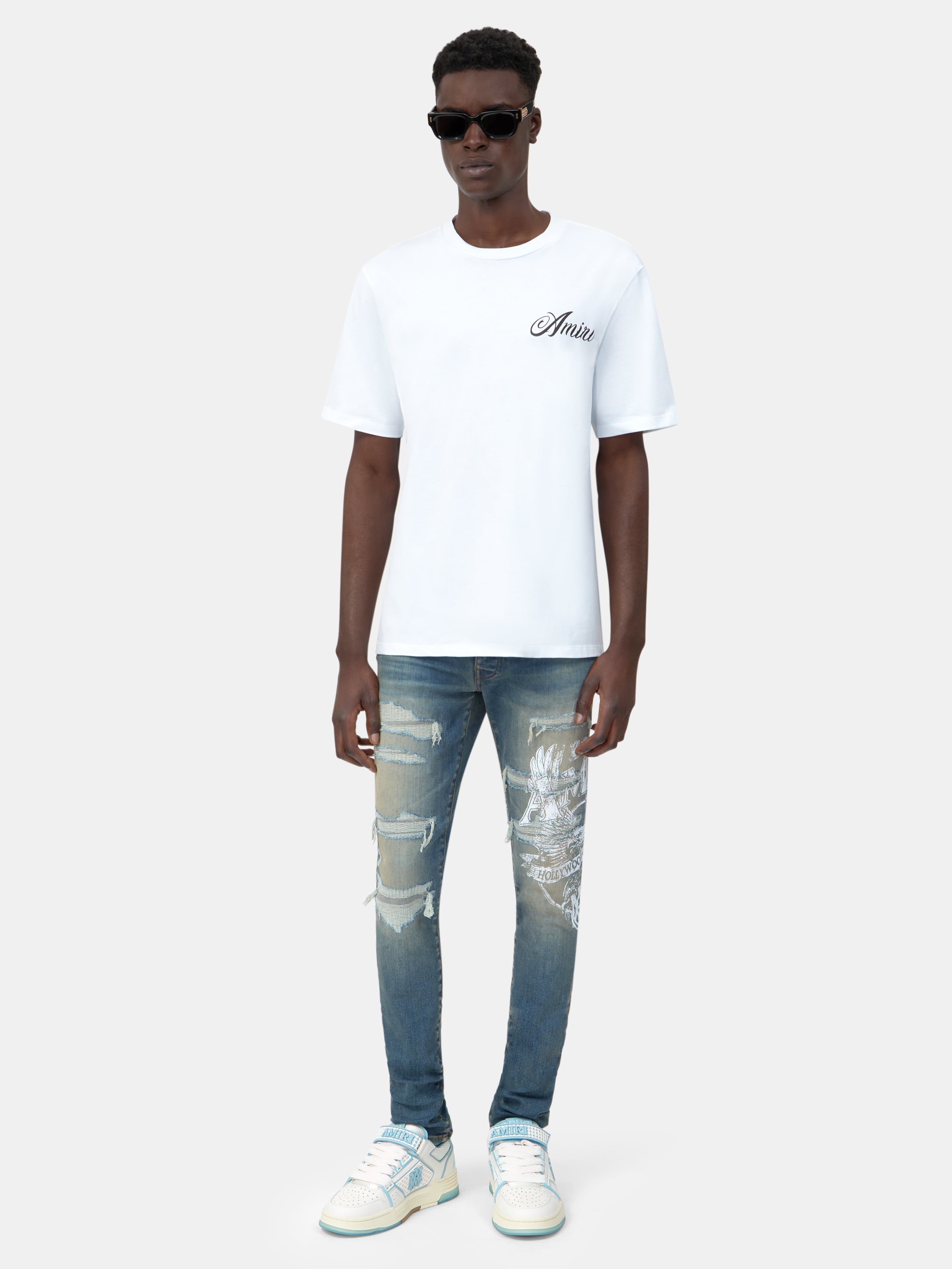 AMIRI EAGLE REPAIR SKINNY JEAN - Driftwood Blue