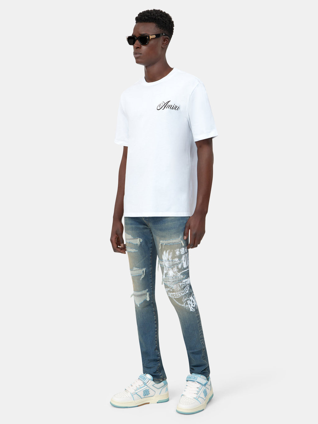 AMIRI EAGLE REPAIR SKINNY JEAN - Driftwood Blue