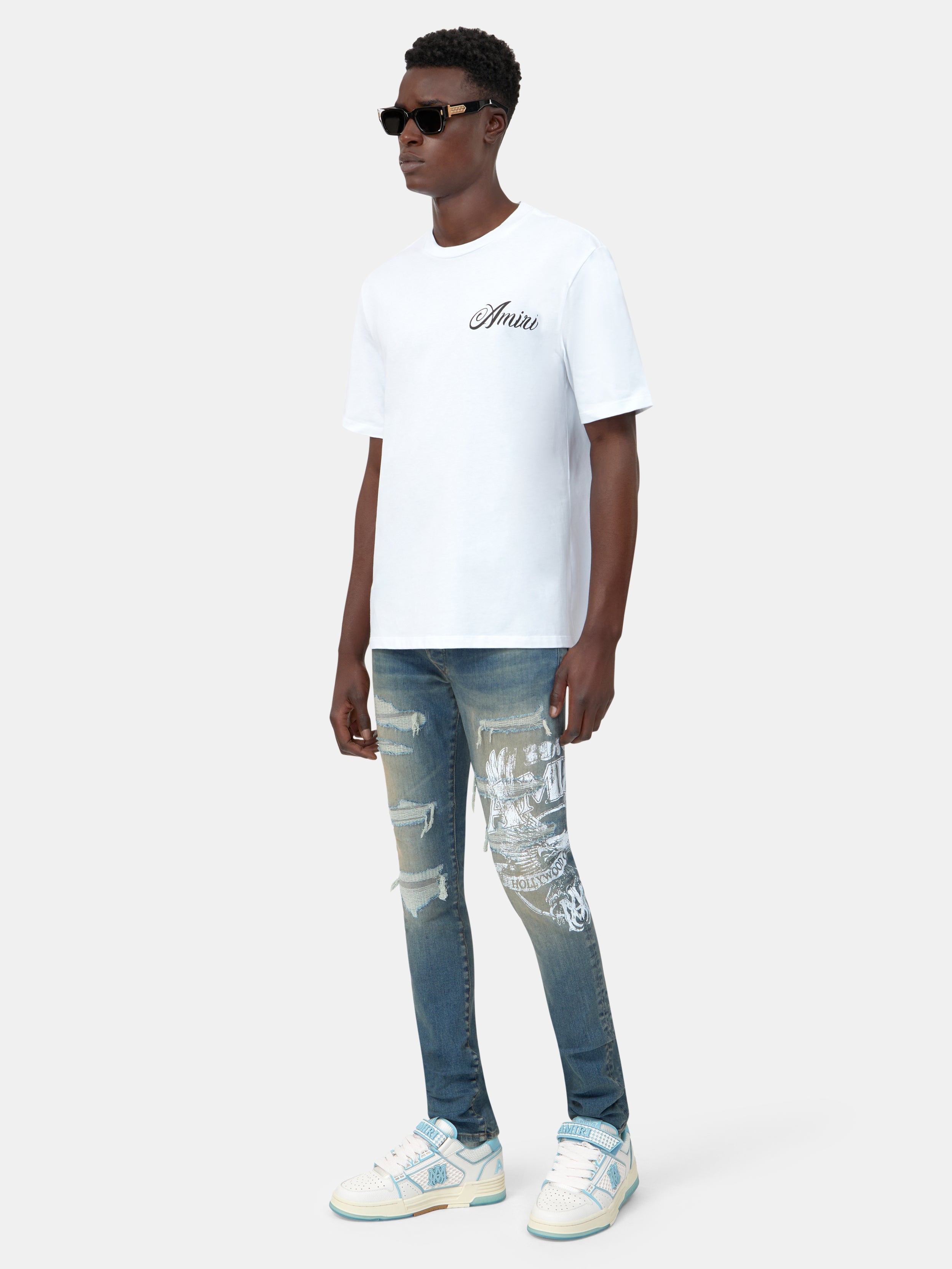 AMIRI EAGLE REPAIR SKINNY JEAN - Driftwood Blue