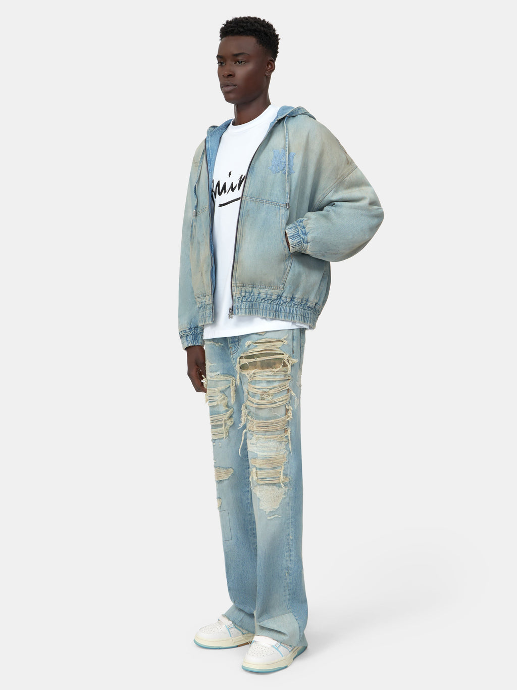 CAMO REPAIR BOOT CUT JEAN - Mist Indigo