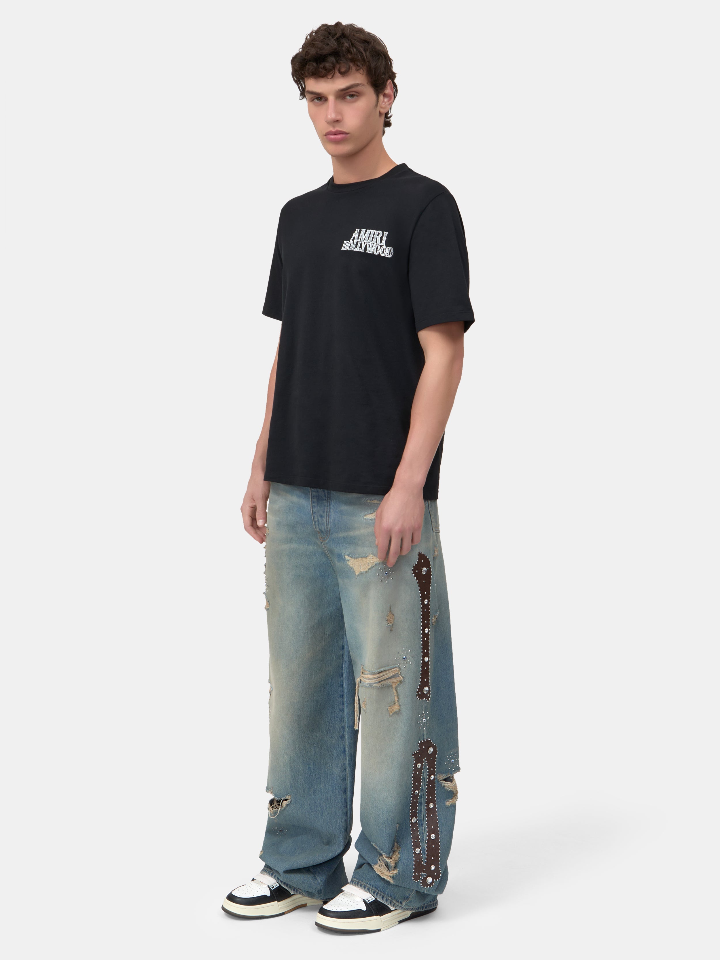 BONES STUDDED BAGGY JEAN - Driftwood Blue
