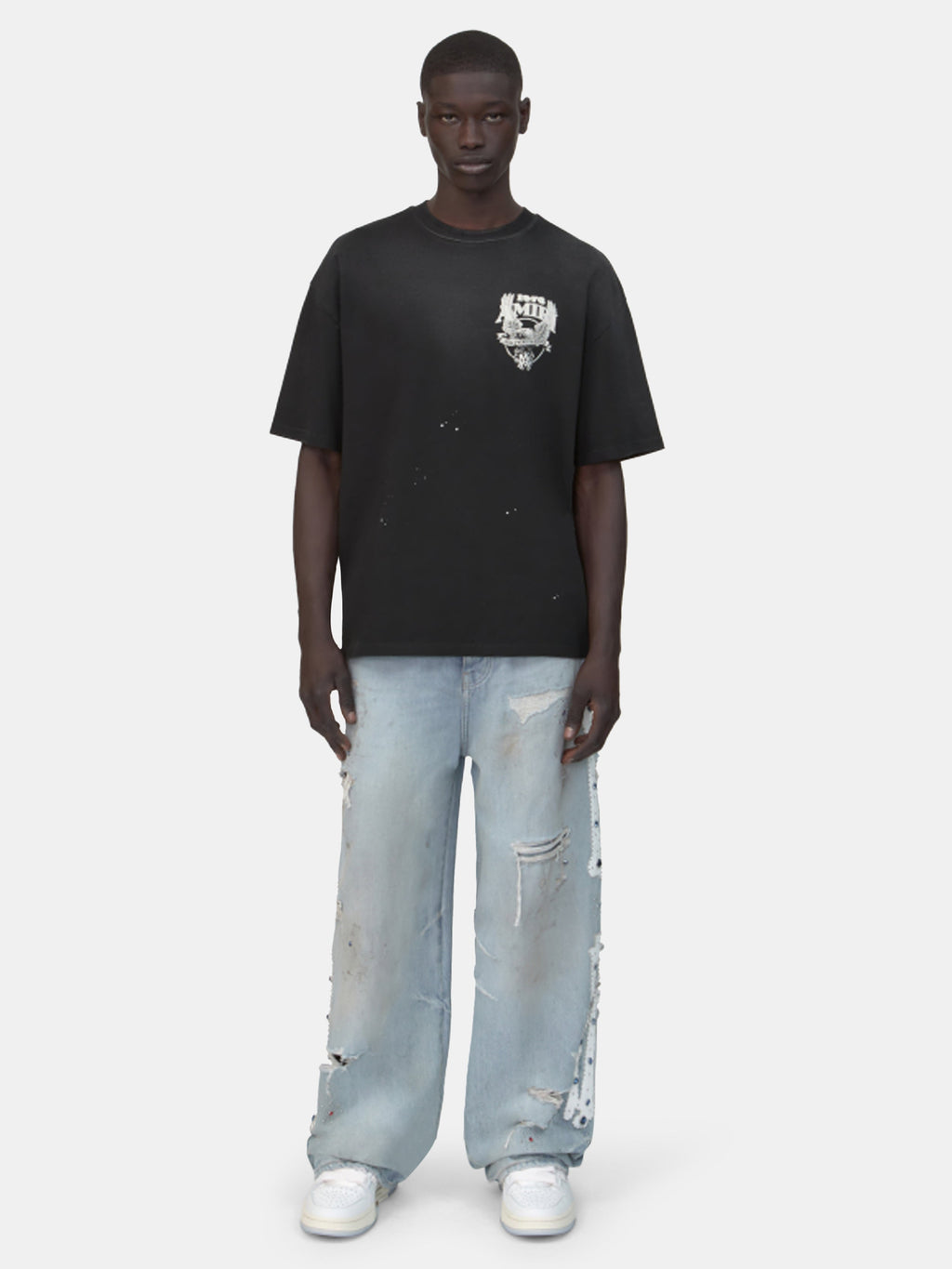 BONES STUDDED BAGGY JEAN - Perfect Antique Indigo