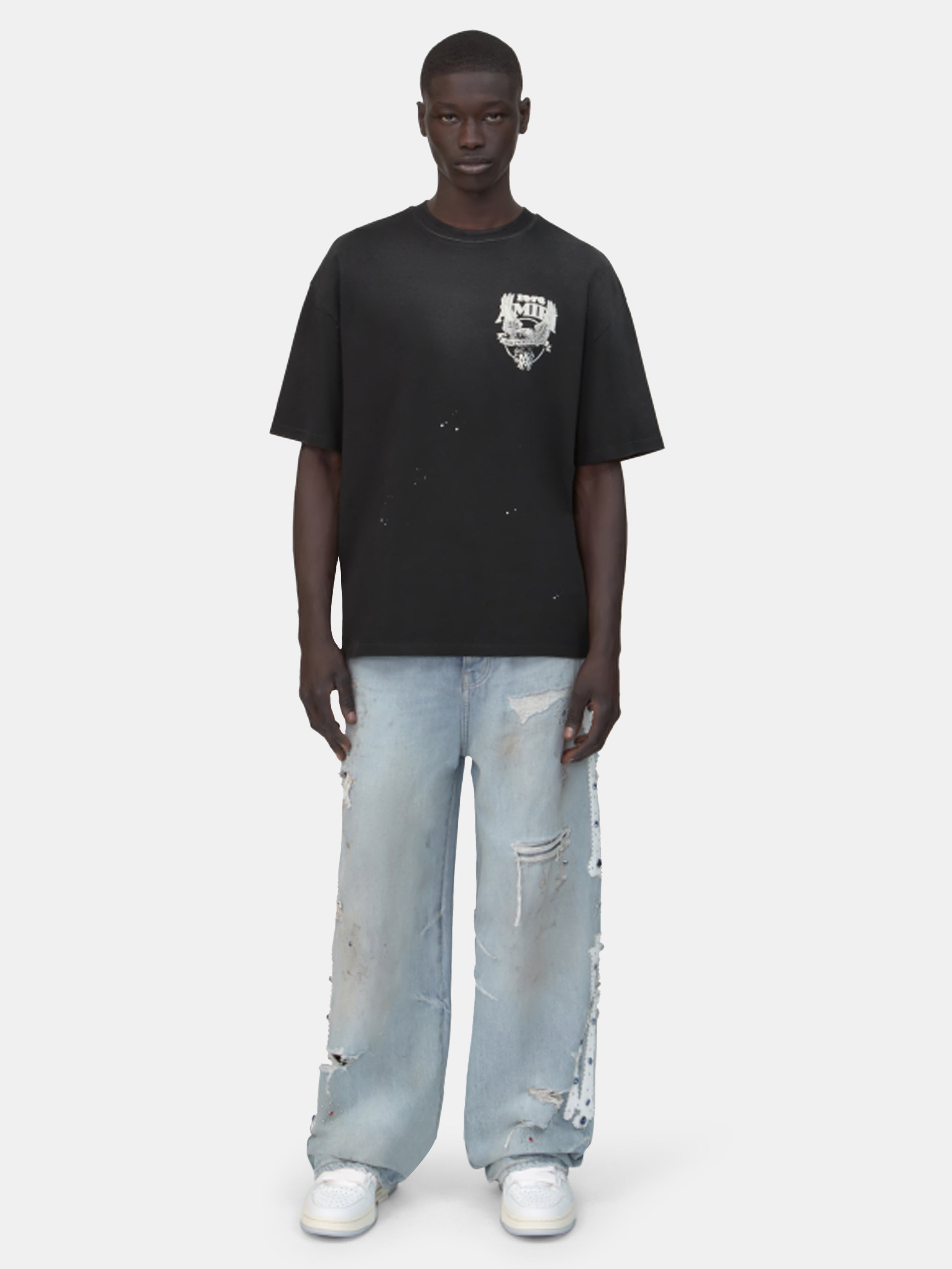 BONES STUDDED BAGGY JEAN - Perfect Antique Indigo