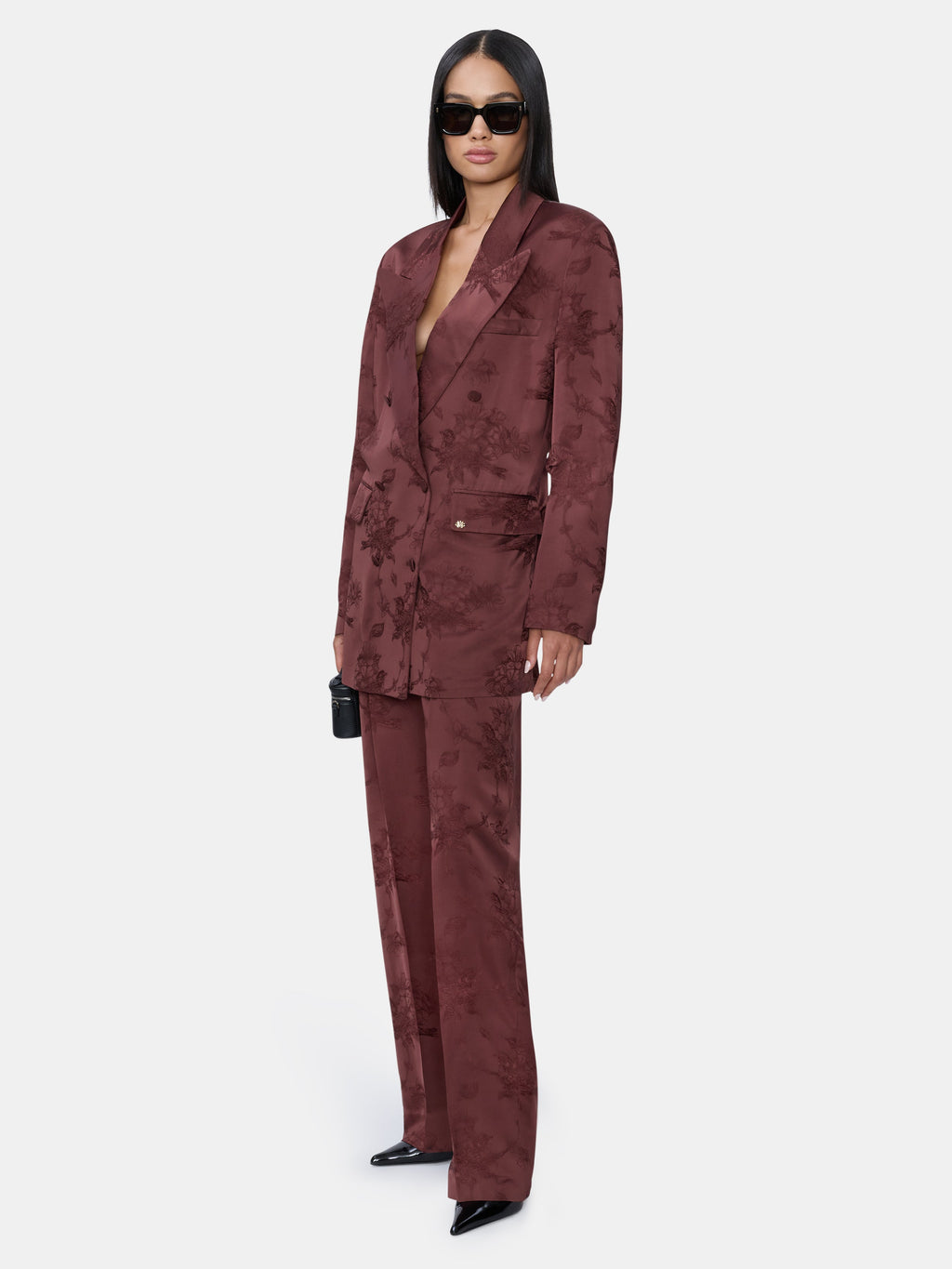 WOMEN - WOMEN'S FLORAL DOUBLE-BREASTED BLAZER - Tobacco