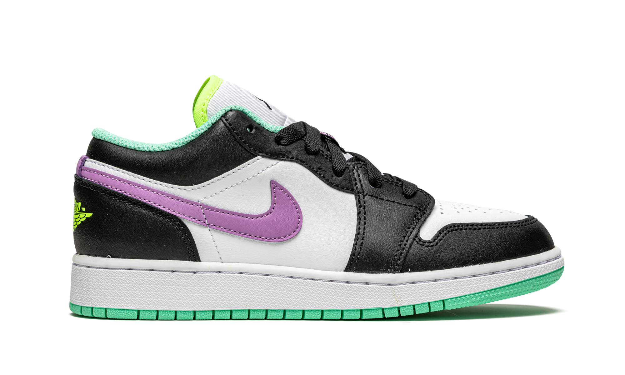 Air Jordan 1 Low GS "Black / Violet Shock / Green Glow" 553560 151