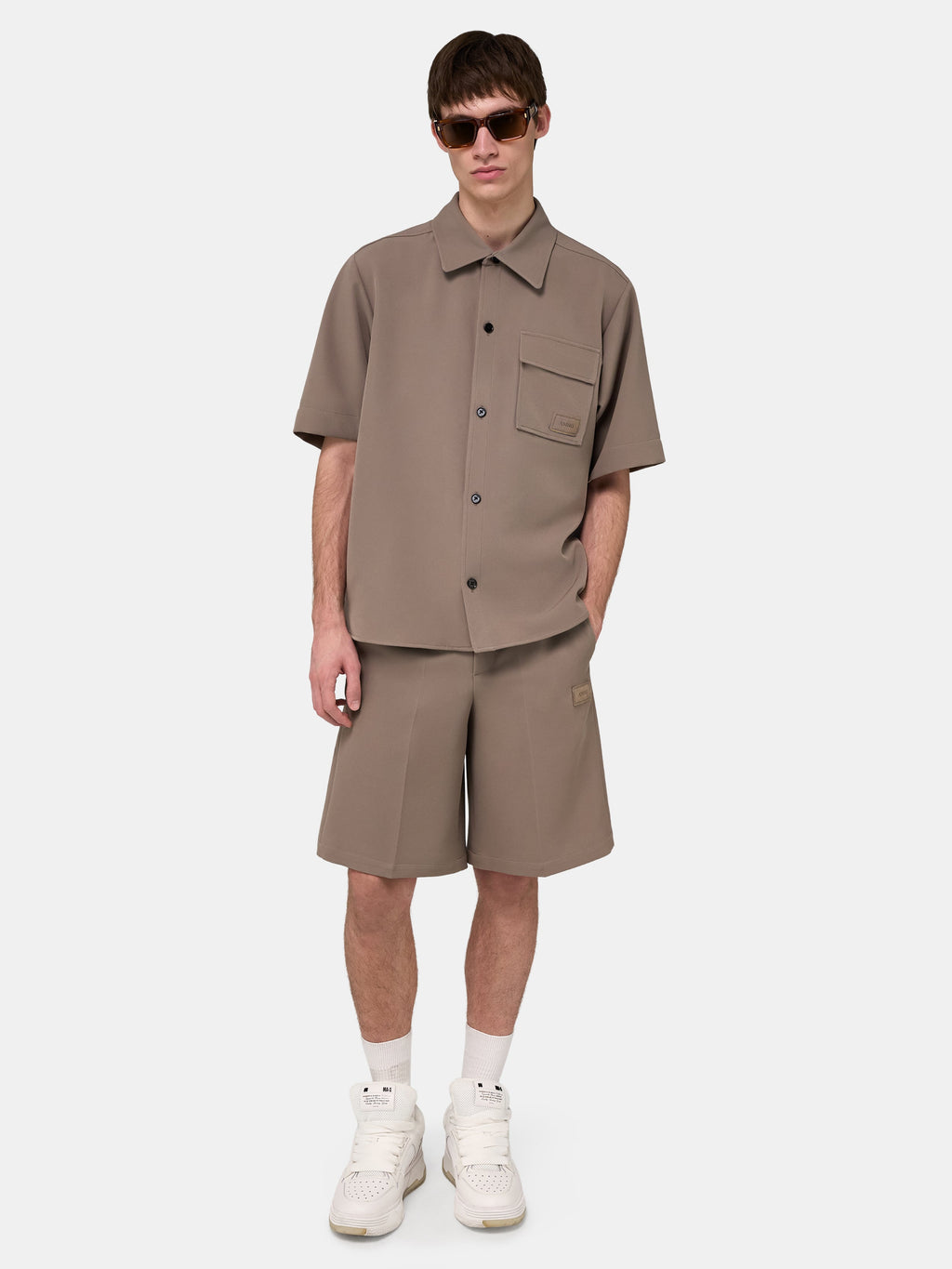 AMIRI PATCH CADY SHORT SLEEVE POCKET SHIRT - Dark Sand