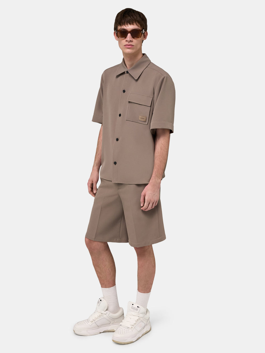 AMIRI PATCH CADY SHORT SLEEVE POCKET SHIRT - Dark Sand