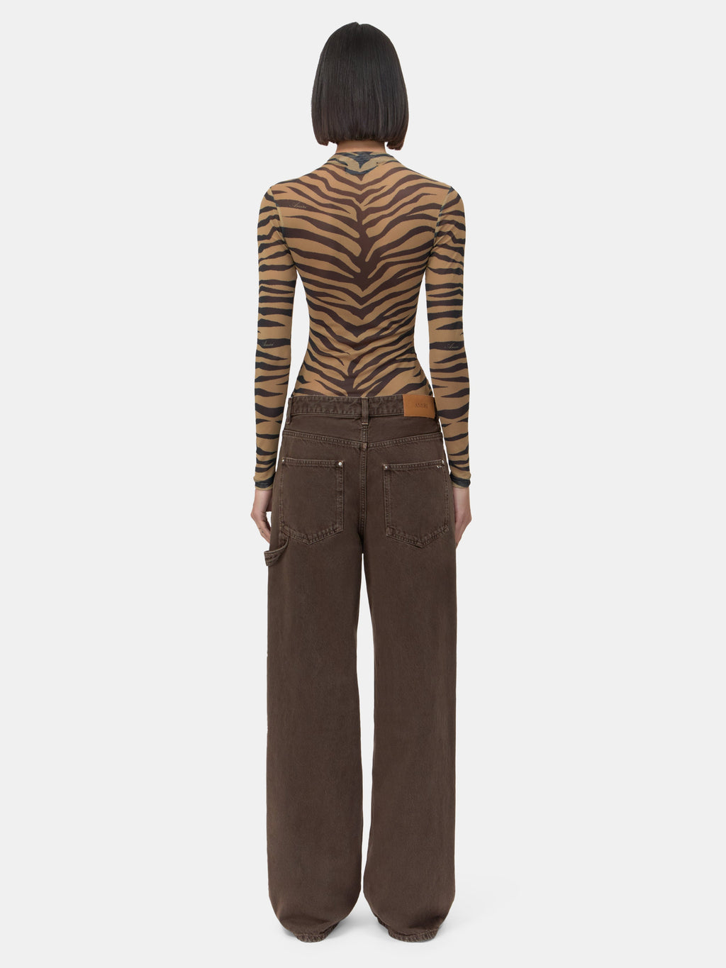WOMEN - WOMEN'S ZEBRA LONG SLEEVE TOP - Dark Brown