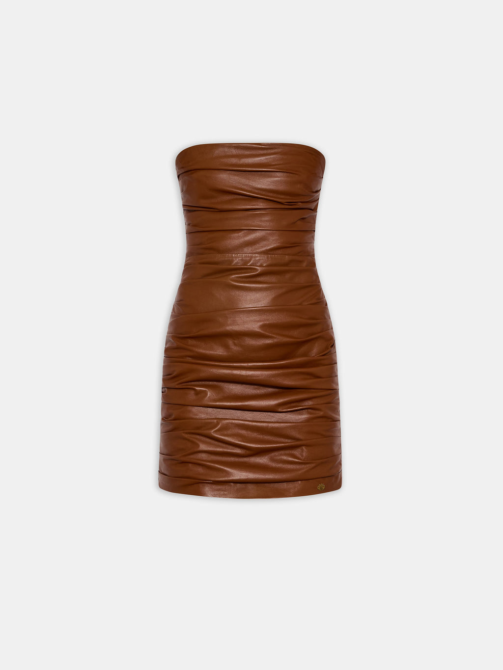 WOMEN - WOMEN'S ROUCHED LEATHER MINI DRESS - Bourbon