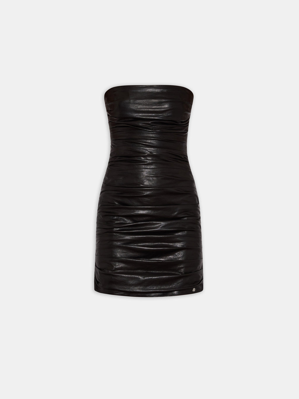 WOMEN - WOMEN'S ROUCHED LEATHER MINI DRESS - Black