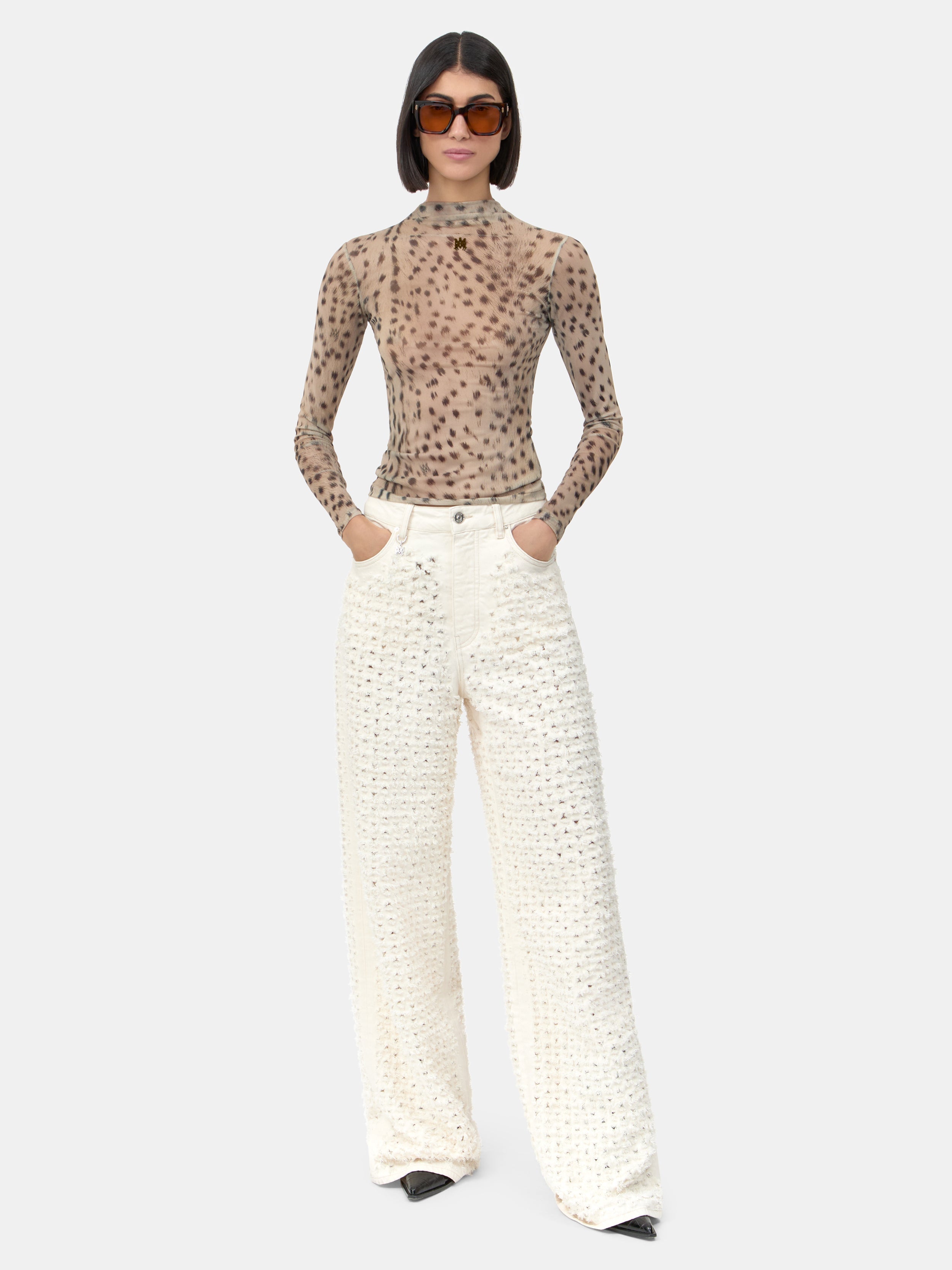 WOMEN - WOMEN'S BOUCLE DENIM STRAIGHT JEAN - Ecru