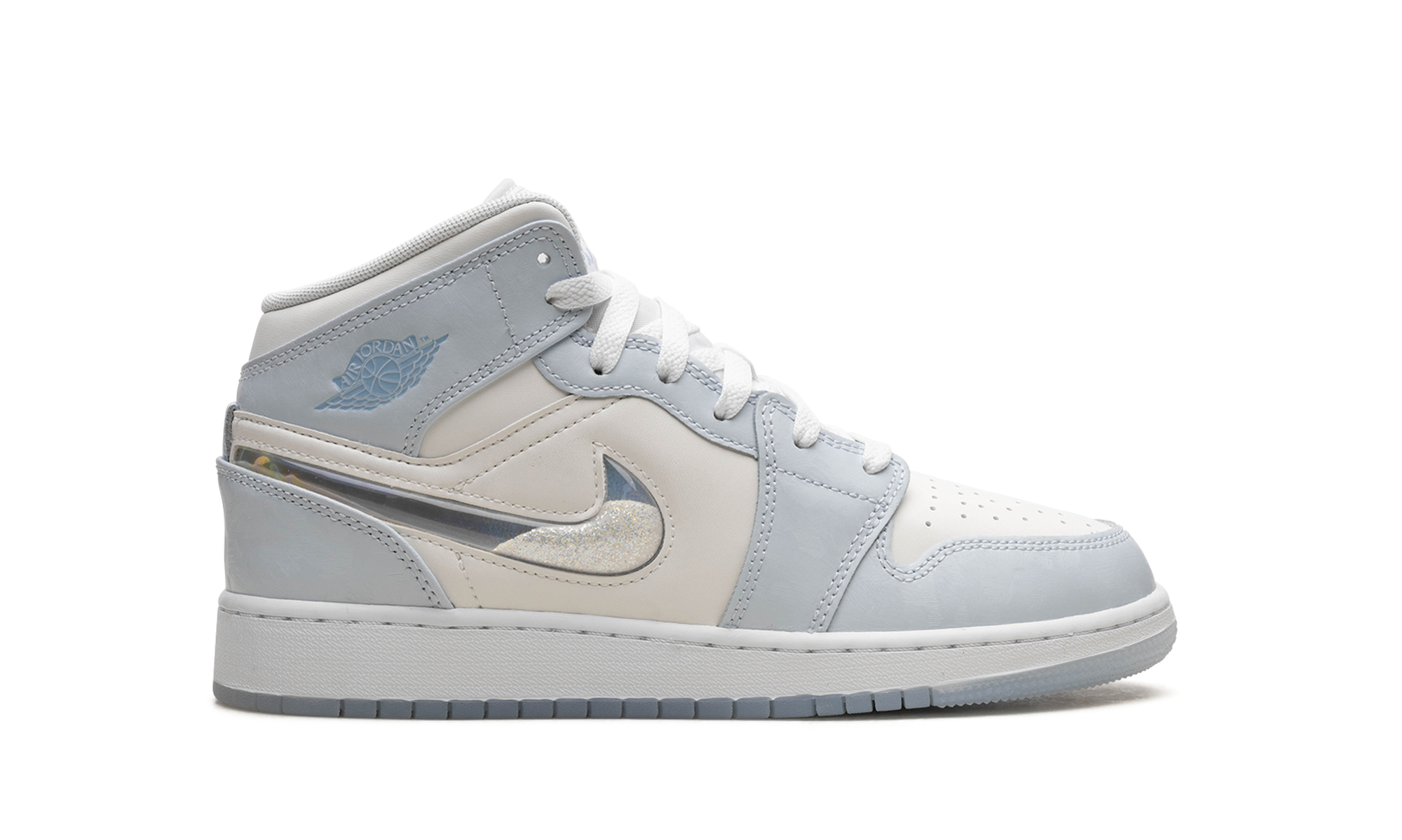 AIR JORDAN 1 MID SE GS "GLITTER SWOOSH" FQ9117 400