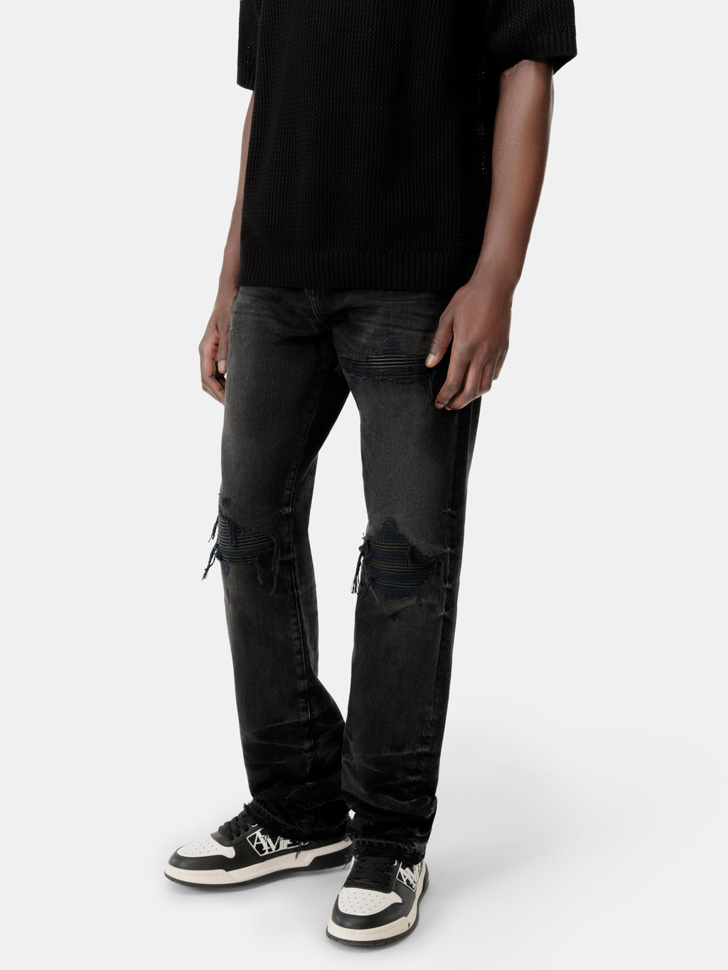 LEATHER STRAIGHT MX1 JEAN - Vintage Black