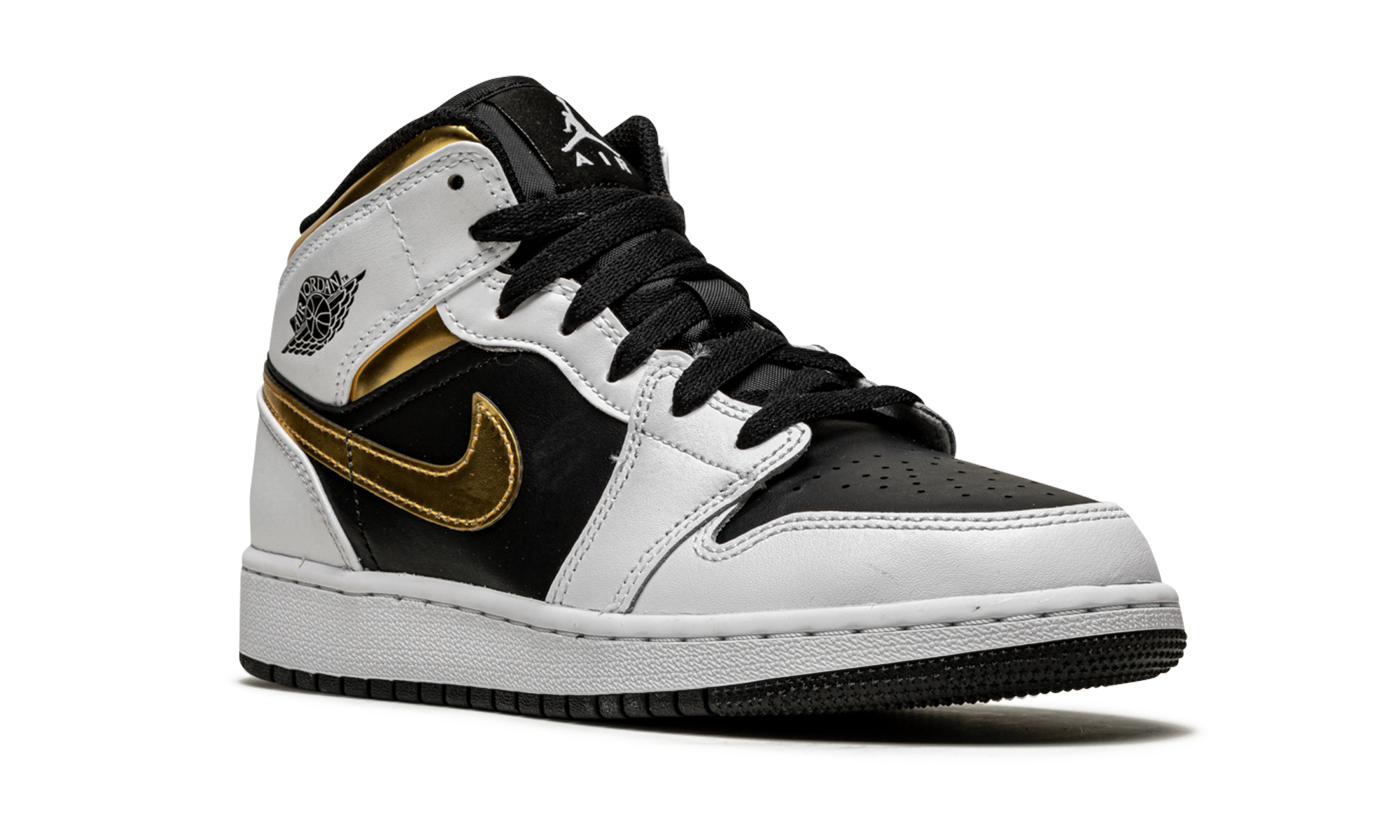 Air Jordan 1 Mid GS "White / Gold / Black" 554725 190