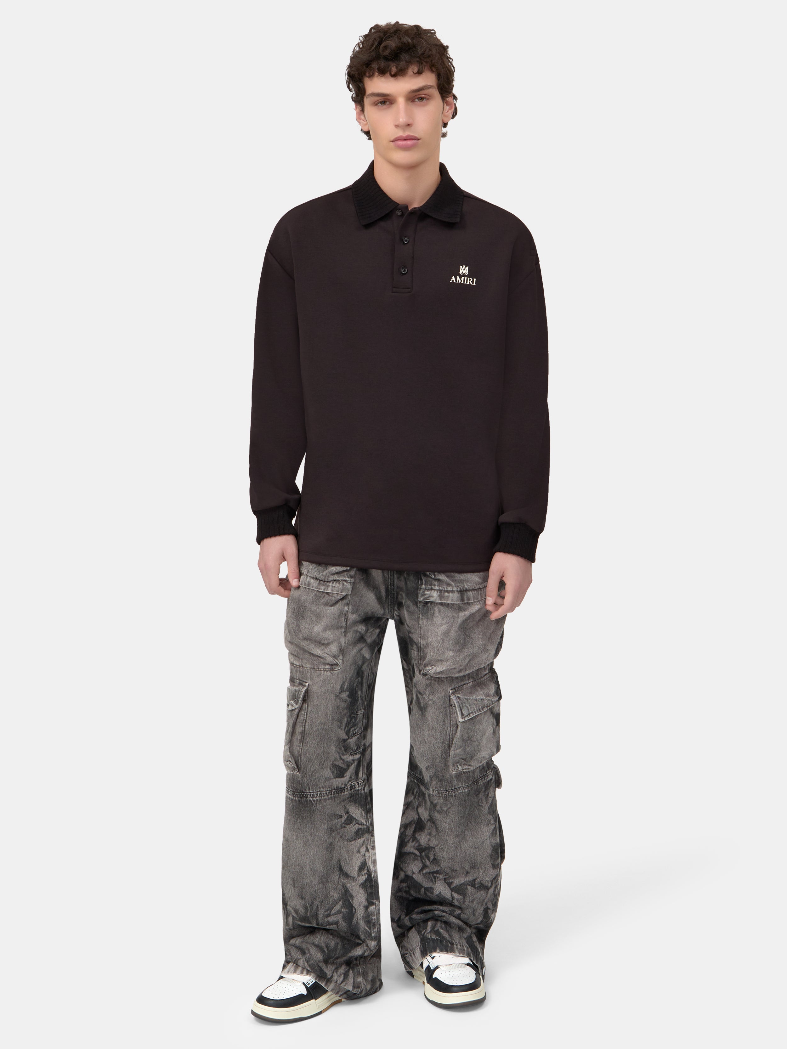 MA OVERSIZED LONG SLEEVE POLO - Black