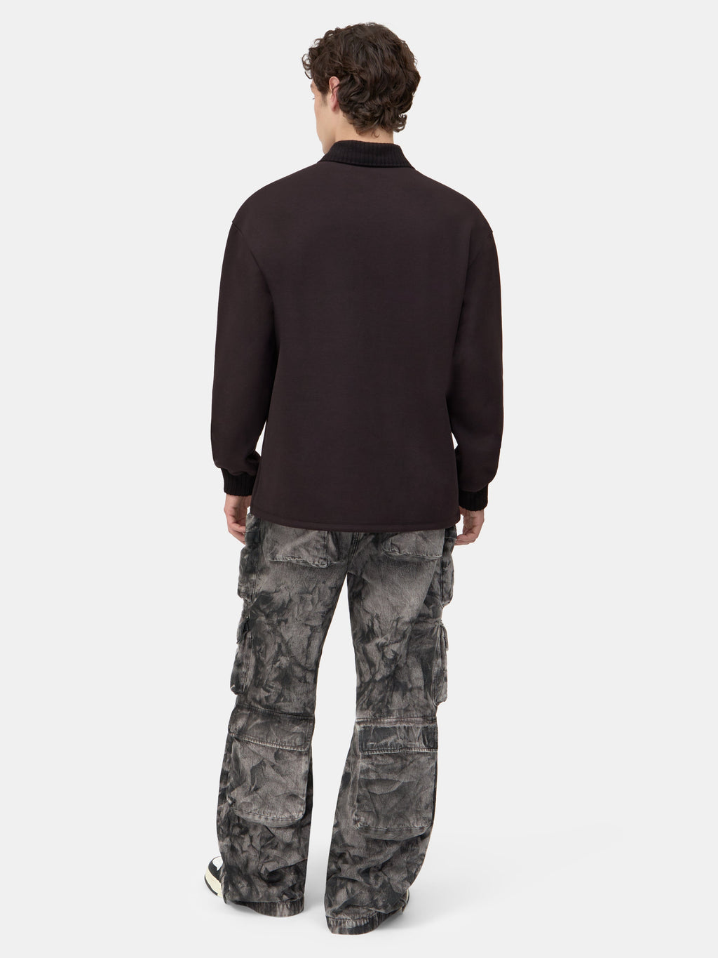 MA OVERSIZED LONG SLEEVE POLO - Black