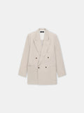 STRIPED DOUBLE-BREASTED BLAZER - Alabaster