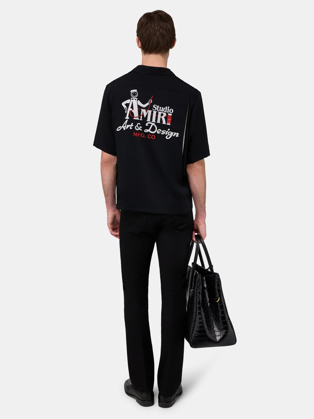 AMIRI STUDIO CREPE CAMP SHIRT - Black