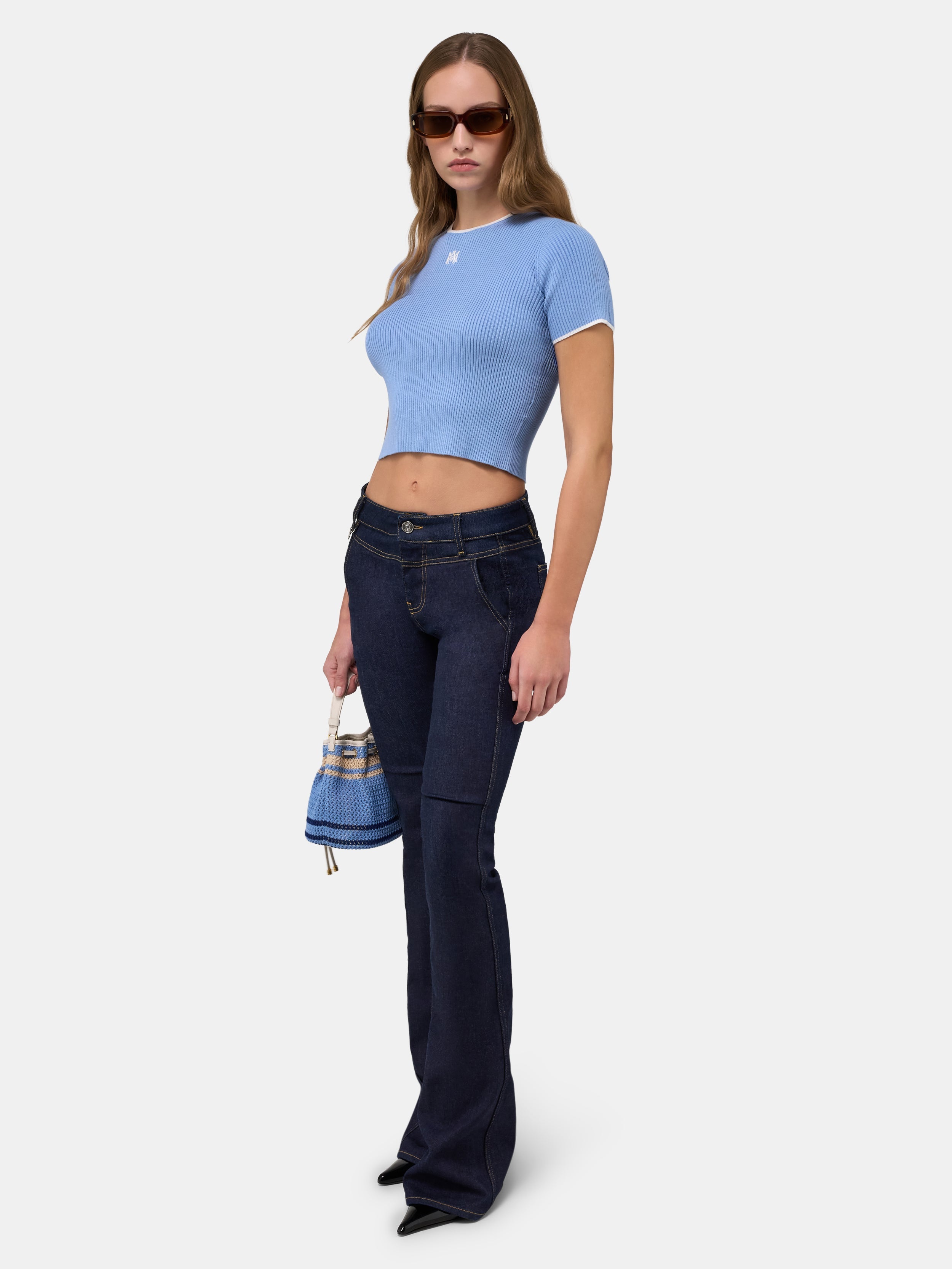 WOMEN - WOMEN'S MA RIB KNIT BABY TEE - Skyline Blue