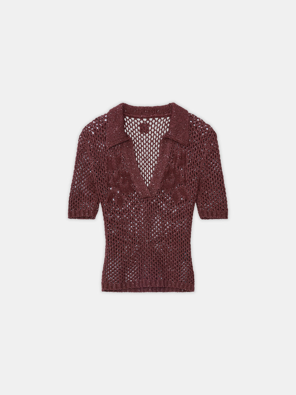 WOMEN - WOMEN'S FLORAL CROCHET POLO - Tobacco