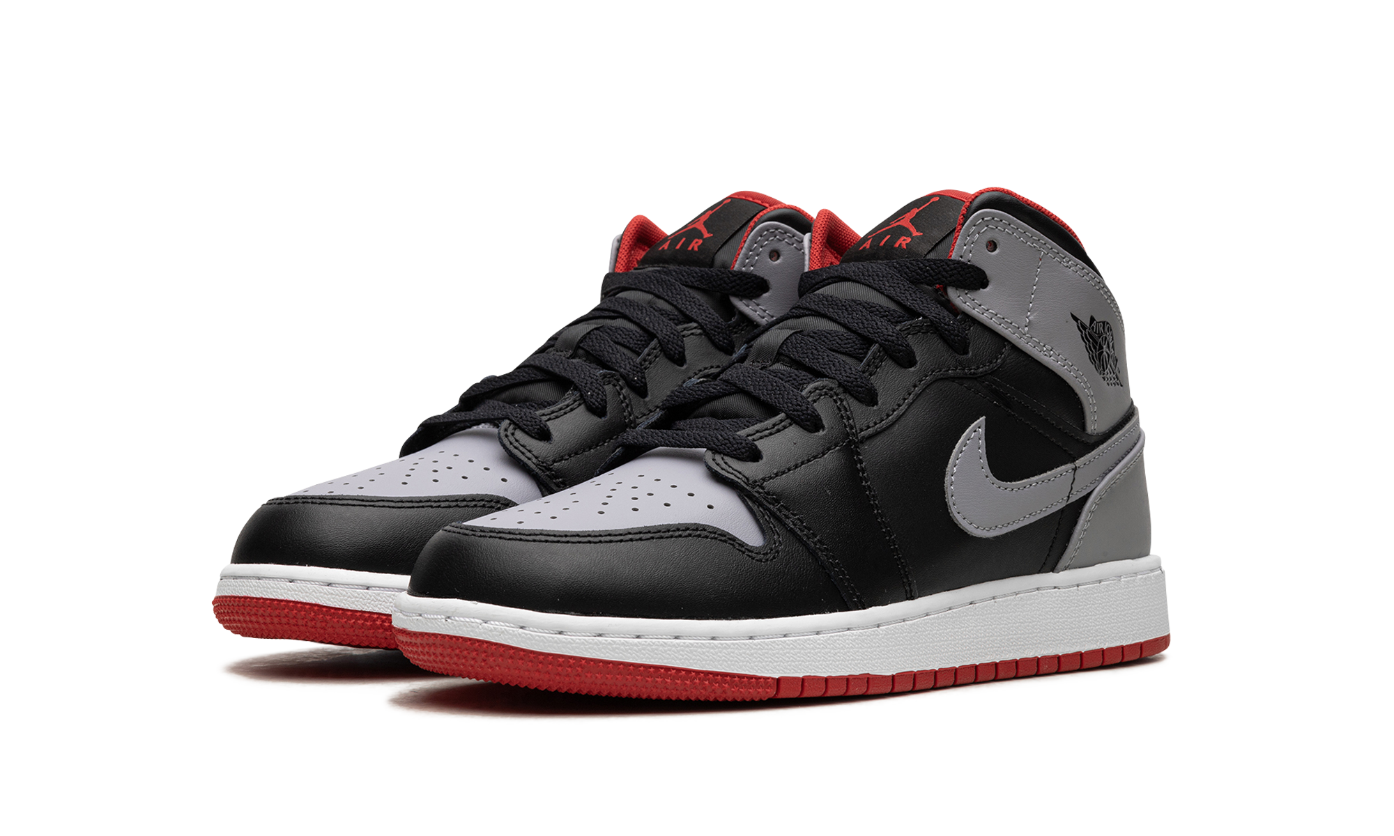 AIR JORDAN 1 MID GS "Black Grey Red" DQ8423 006