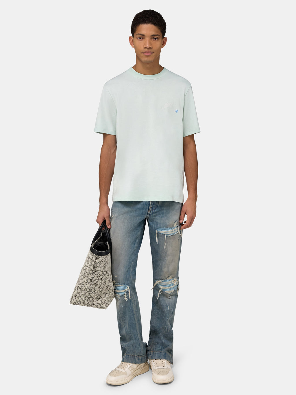 AMIRI QUALITY GOODS LABEL TEE - Powder Teal