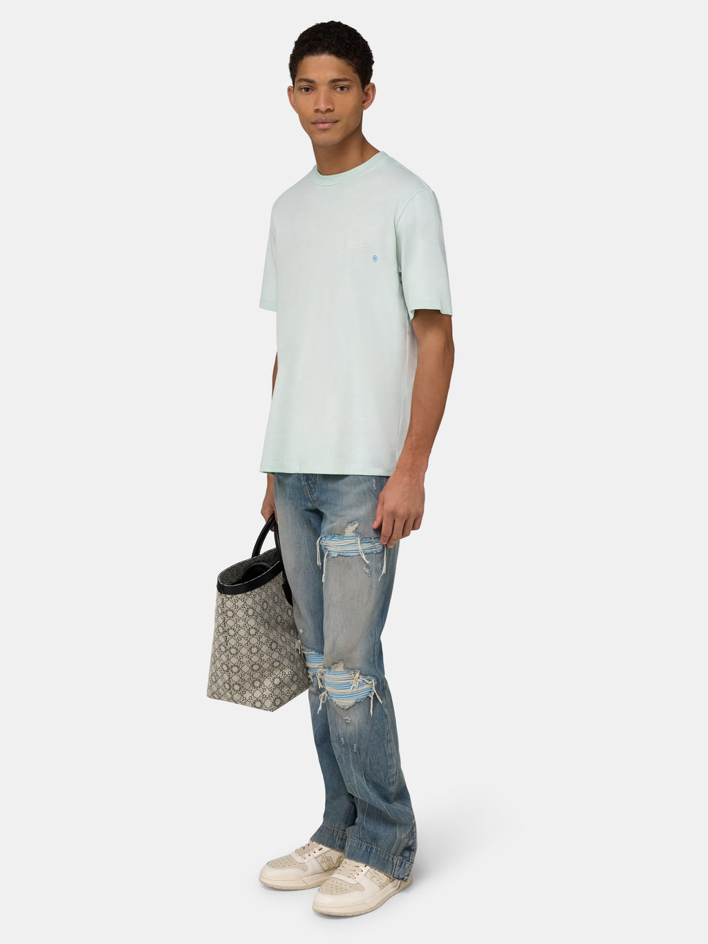 AMIRI QUALITY GOODS LABEL TEE - Powder Teal