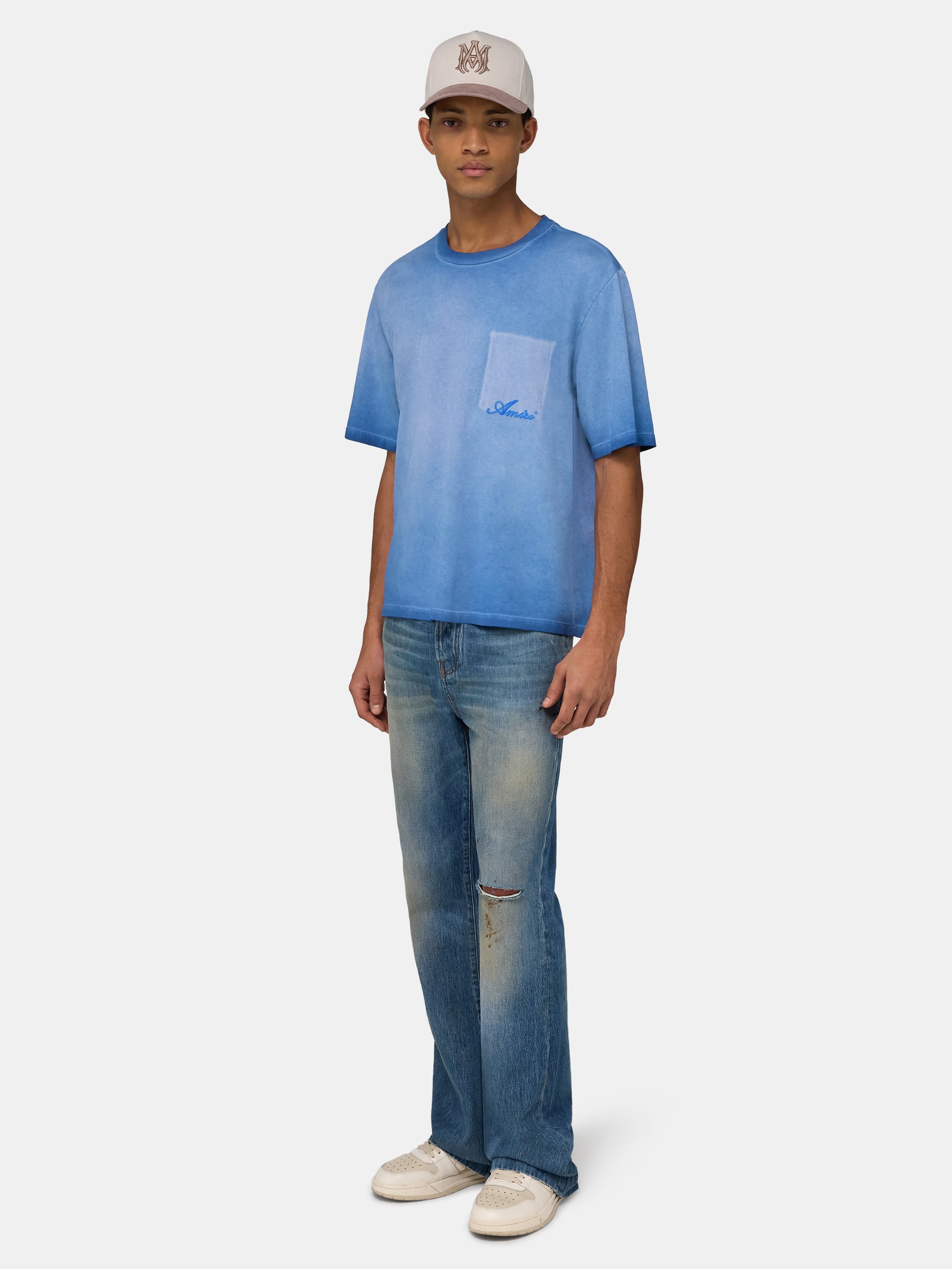 FADED POCKET BOX TEE - Sapphire