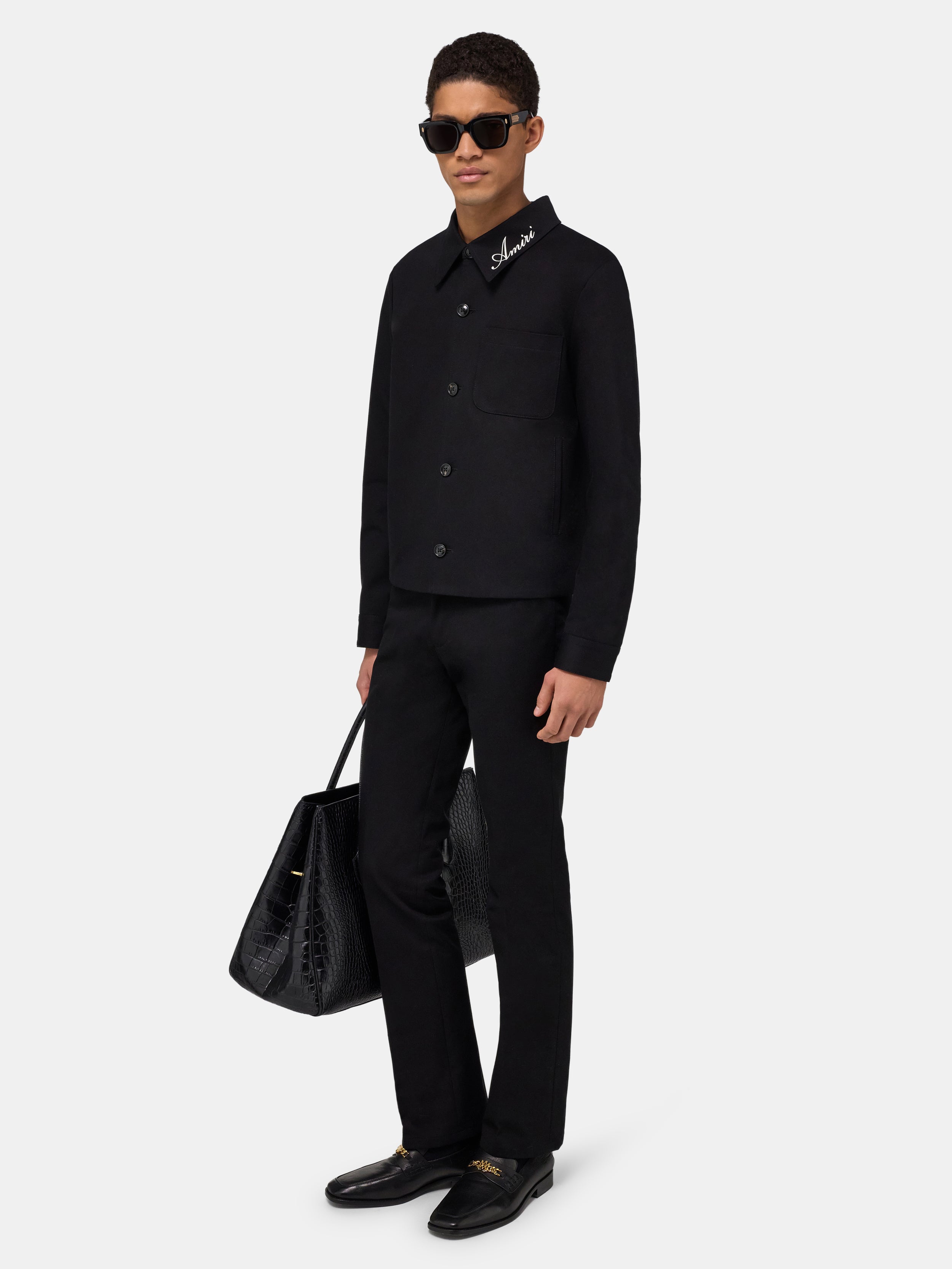 SCRIPT COLLAR SHIRT JACKET - Black