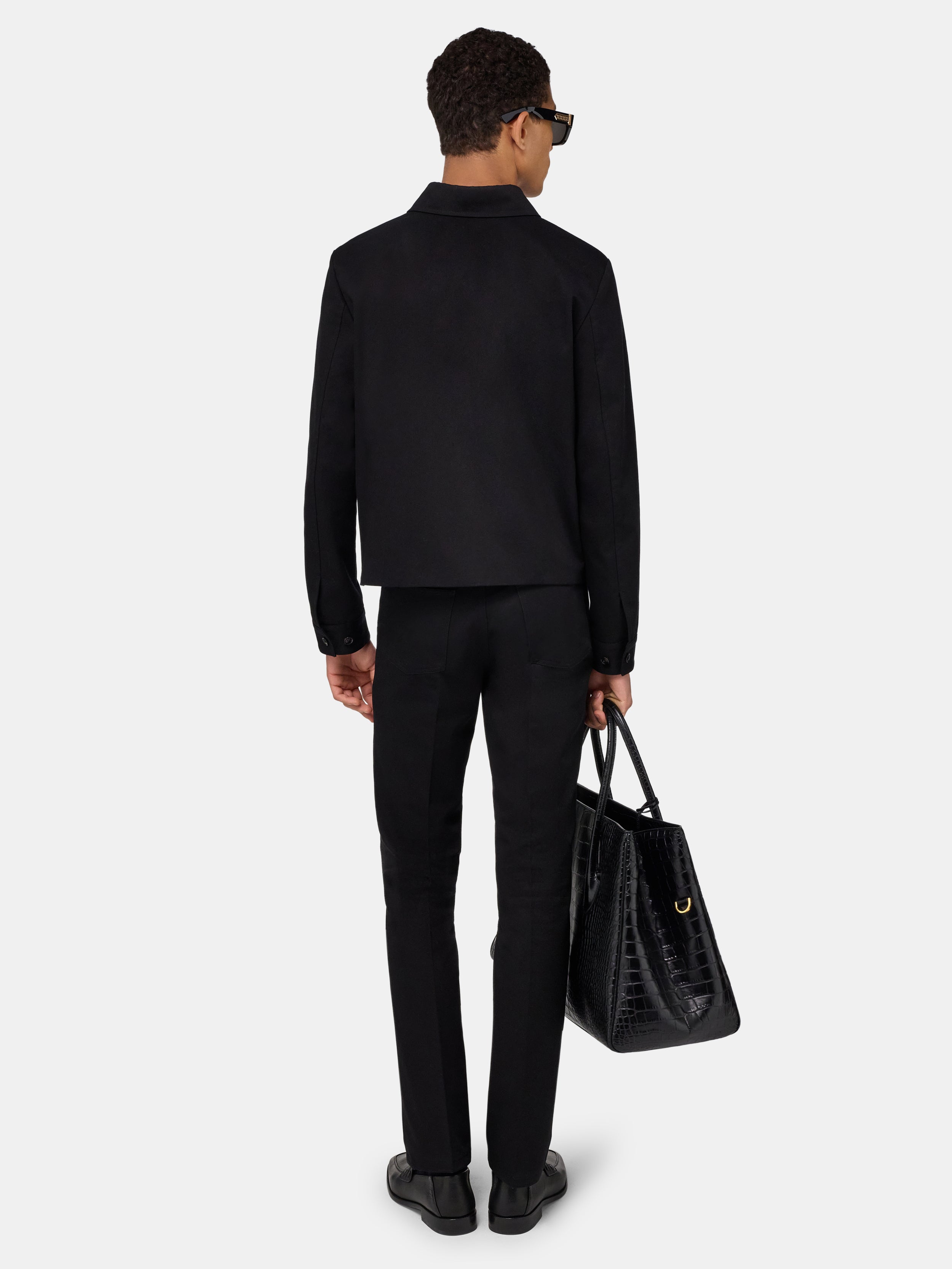 SCRIPT COLLAR SHIRT JACKET - Black