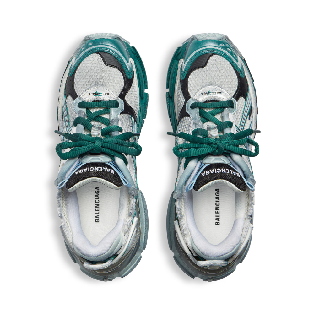Runner Sneaker – White/Green/Blue