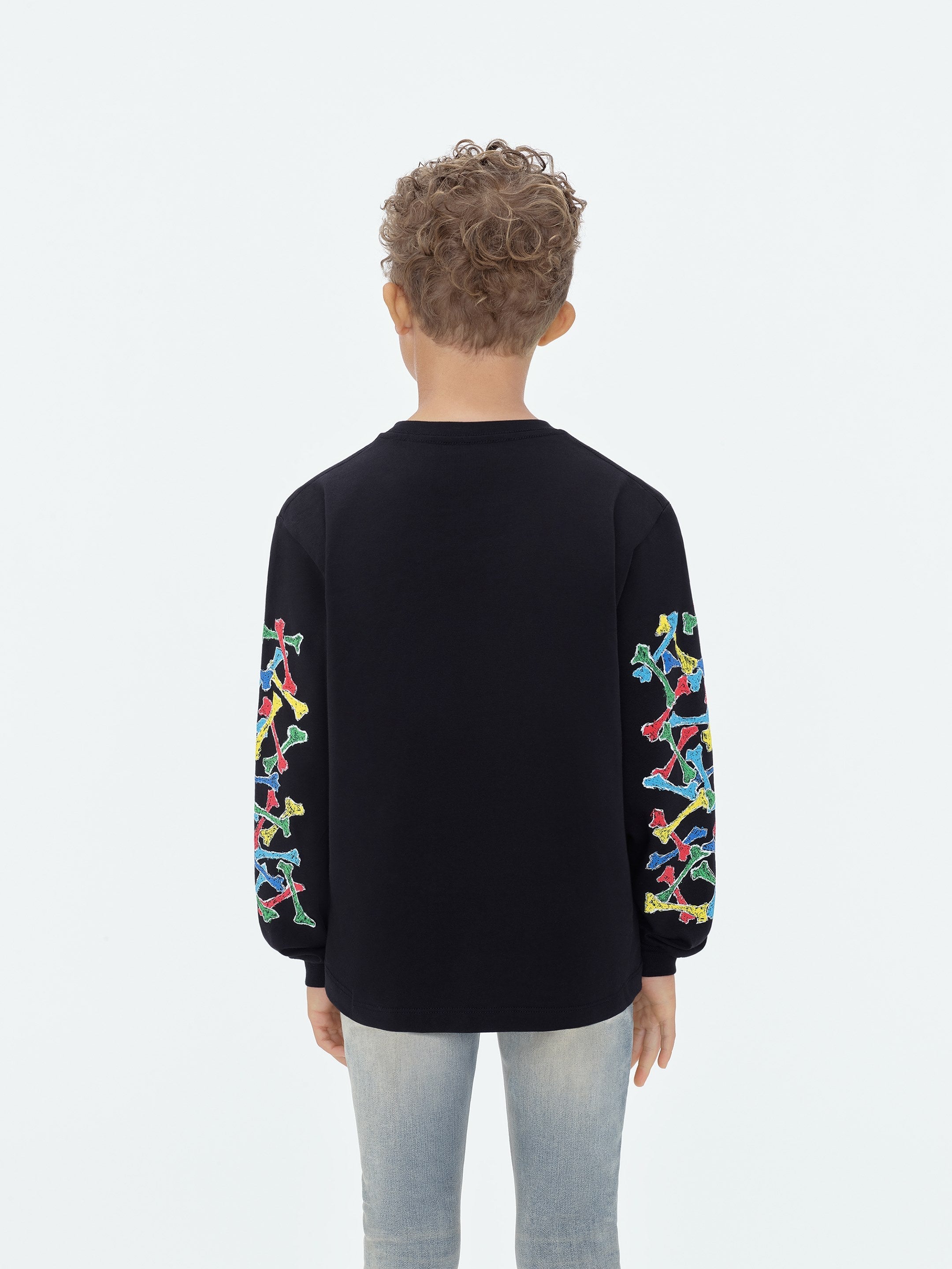KIDS - AMIRI BONES SCRIBBLE LONG SLEEVE TEE - Black