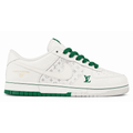 LV x Nike Dunk Low Sneaker in White and Green Monogram Canvas