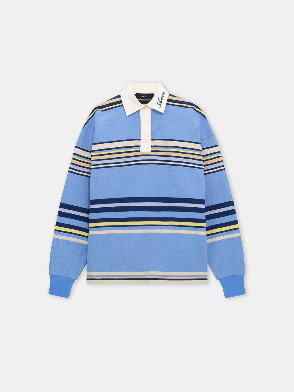 STRIPED OVERSIZED LONG SLEEVE POLO - Blue