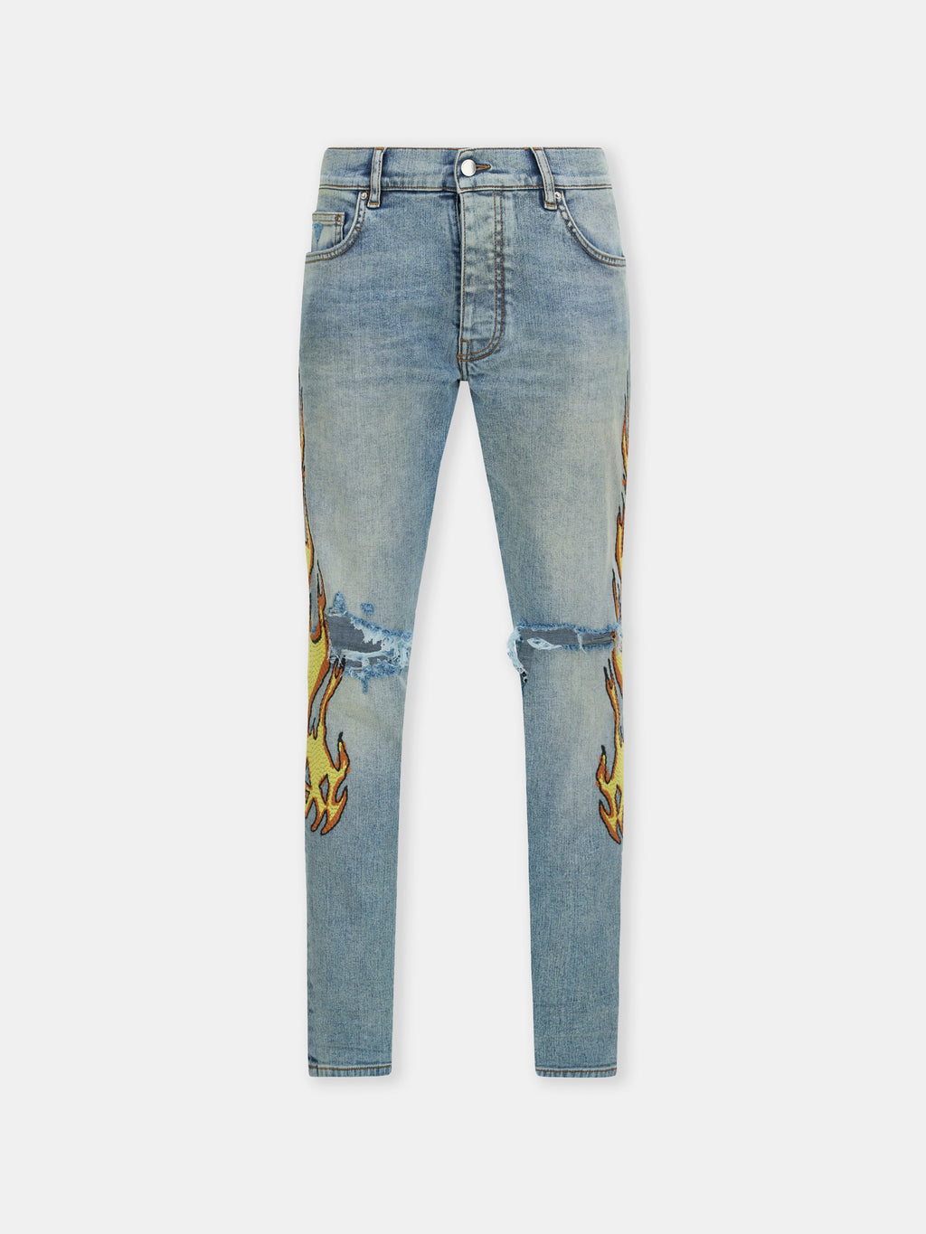 FLAMES EMB SKINNY JEAN - Ash Indigo