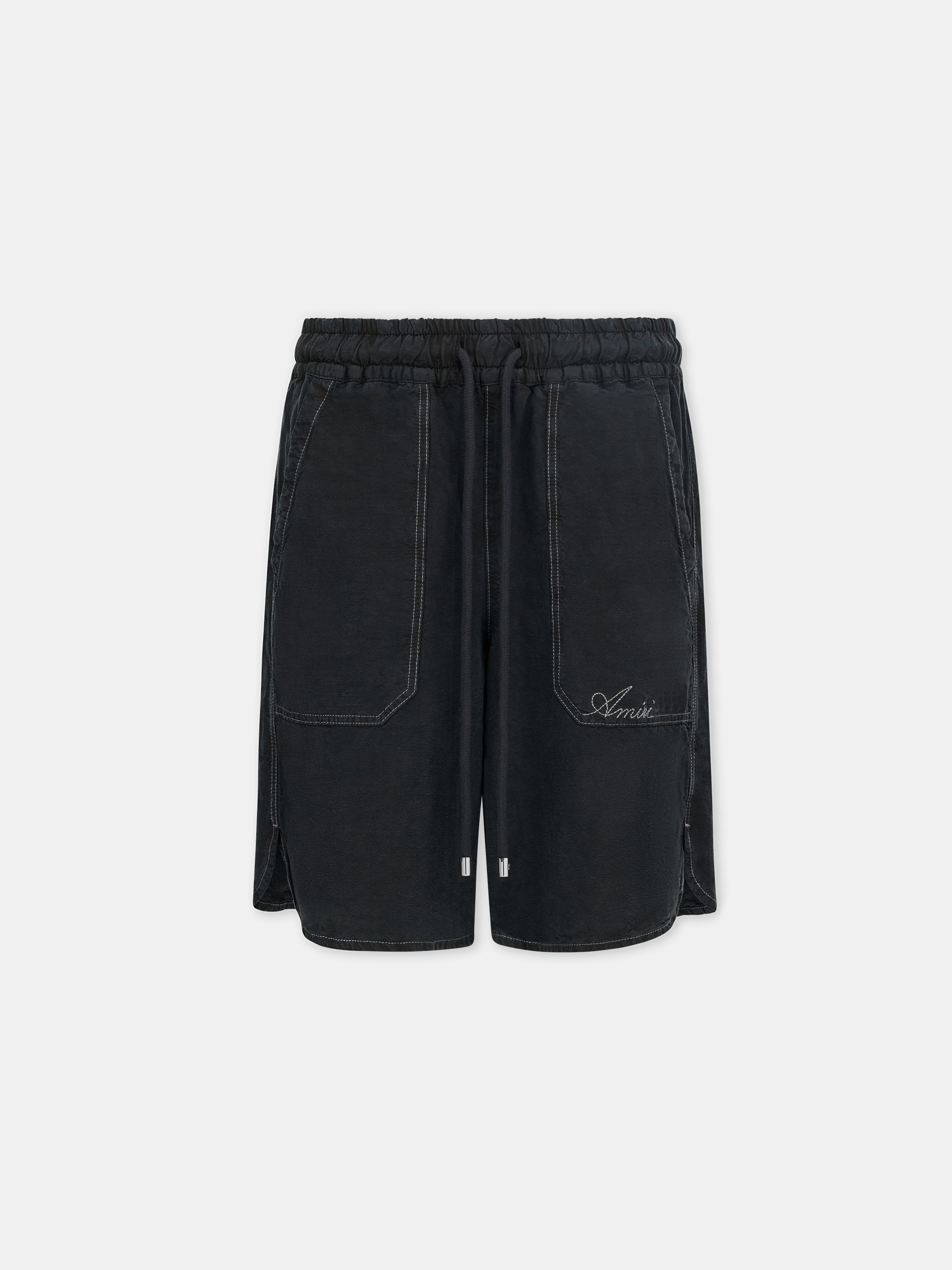 SCRIPT LINEN GD SHORT - Black