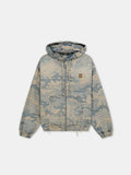CAMO JACQUARD DENIM ZIP HOODIE - Camo Indigo